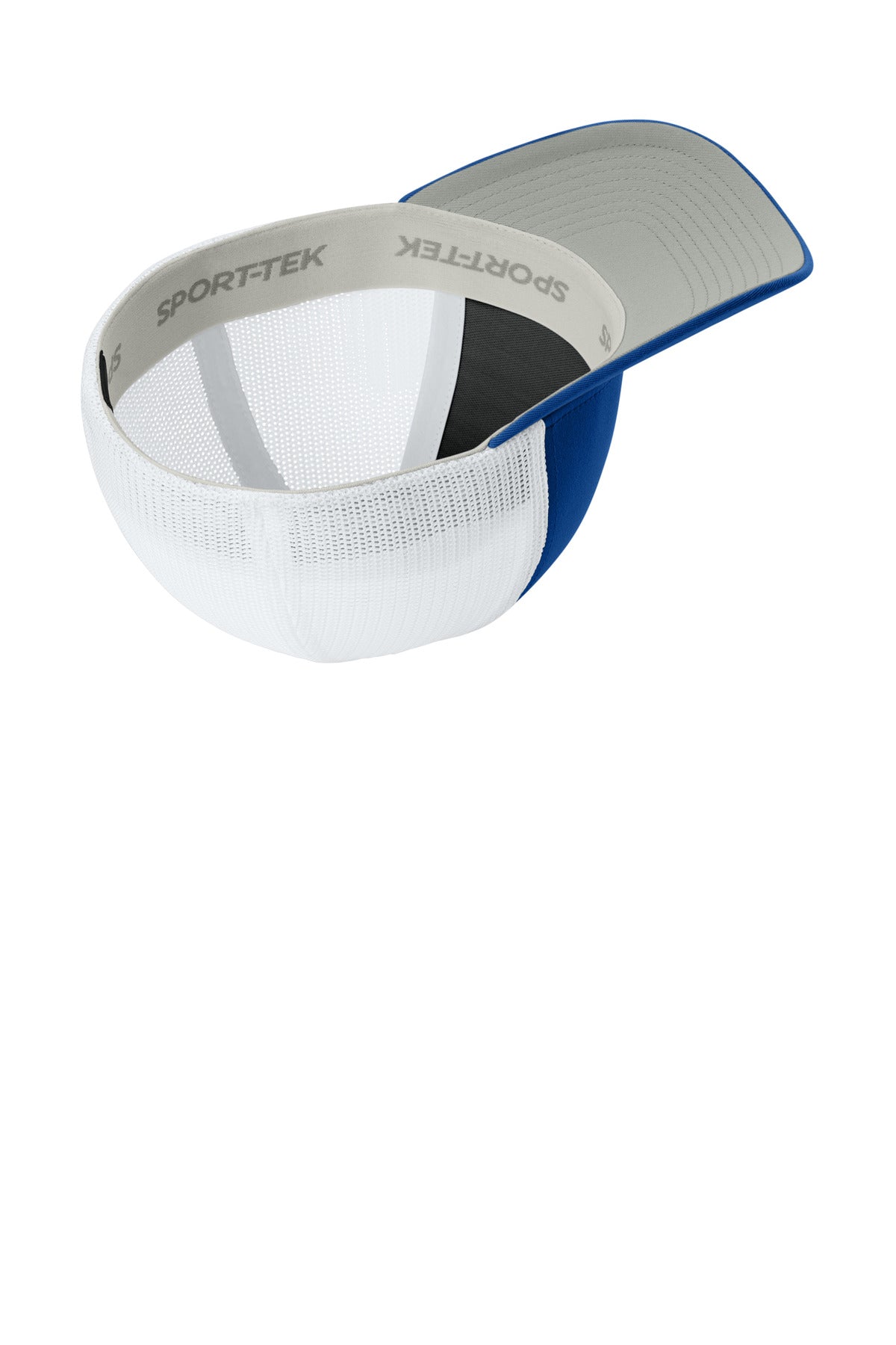 Inside View of TRy/White Sport-Tek Stretch-Tek Mesh Back Cap STC60