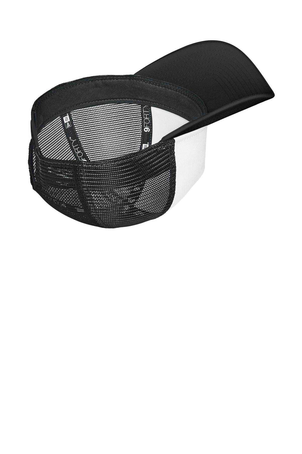 Inside View of Wht/Bk/Bk New Era A-Frame Snapback Mesh Back Cap NE212