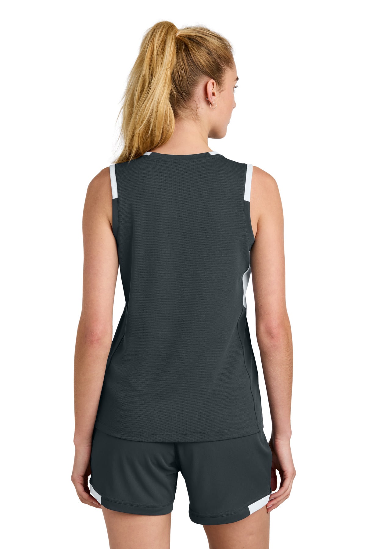 IrGy/White Sport-Tek Women's Club Sleeveless V-Neck LST441