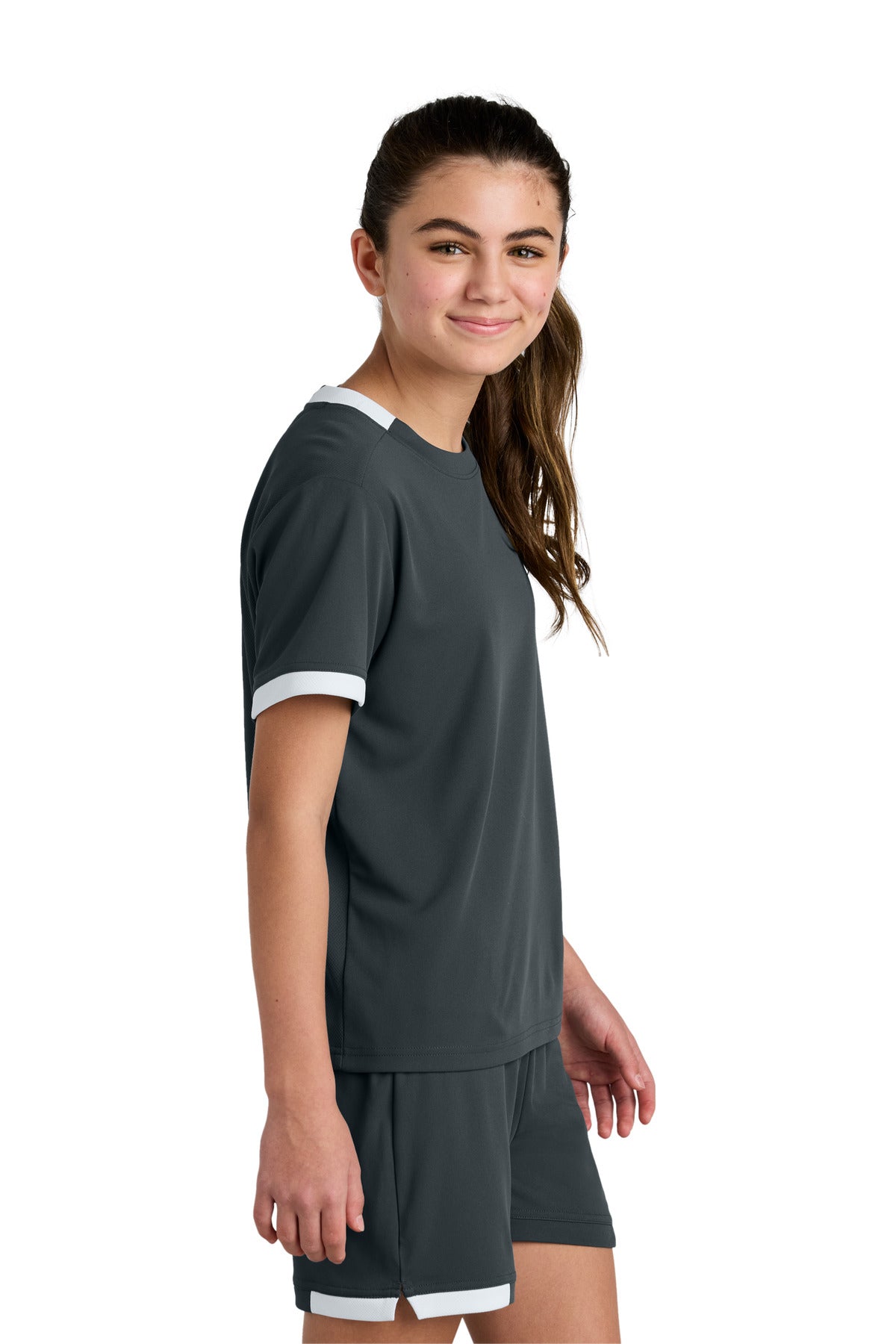 IrGy/White Sport-Tek Youth Club Short Sleeve Crew YST440