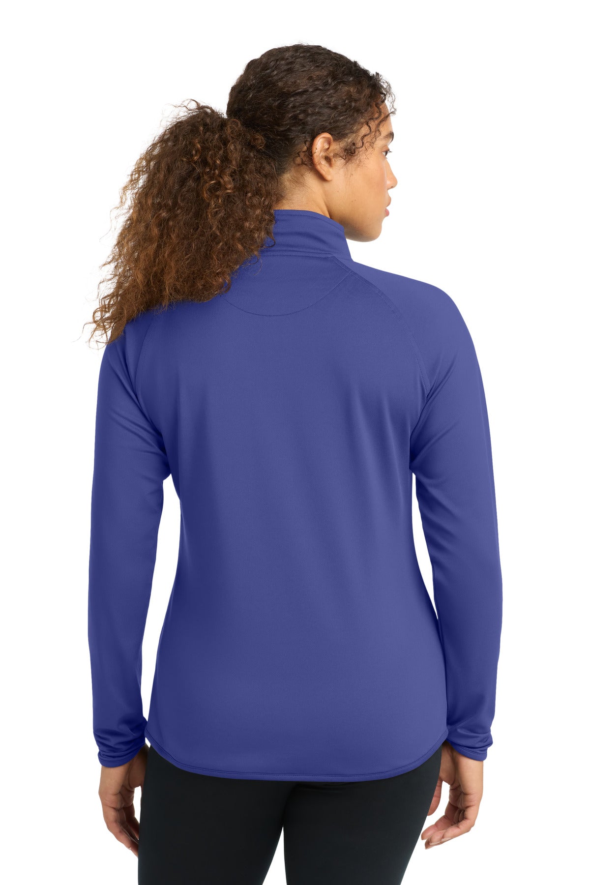 Iris Purple Sport-Tek Women's Sport-Wick Stretch 1/4-Zip Pullover. LST850