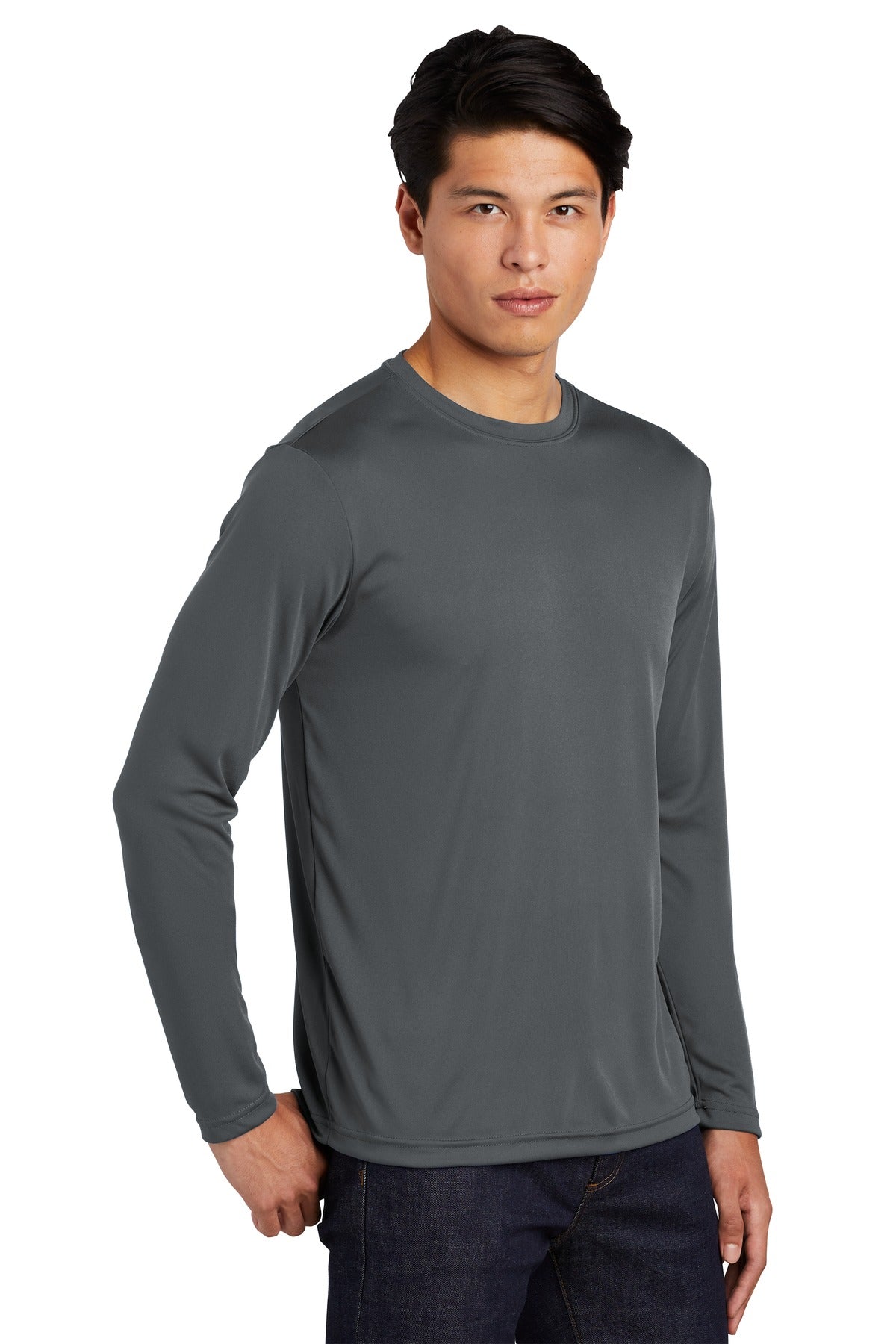 Iron Grey Sport-Tek Long Sleeve PosiCharge Competitor Tee. ST350LS