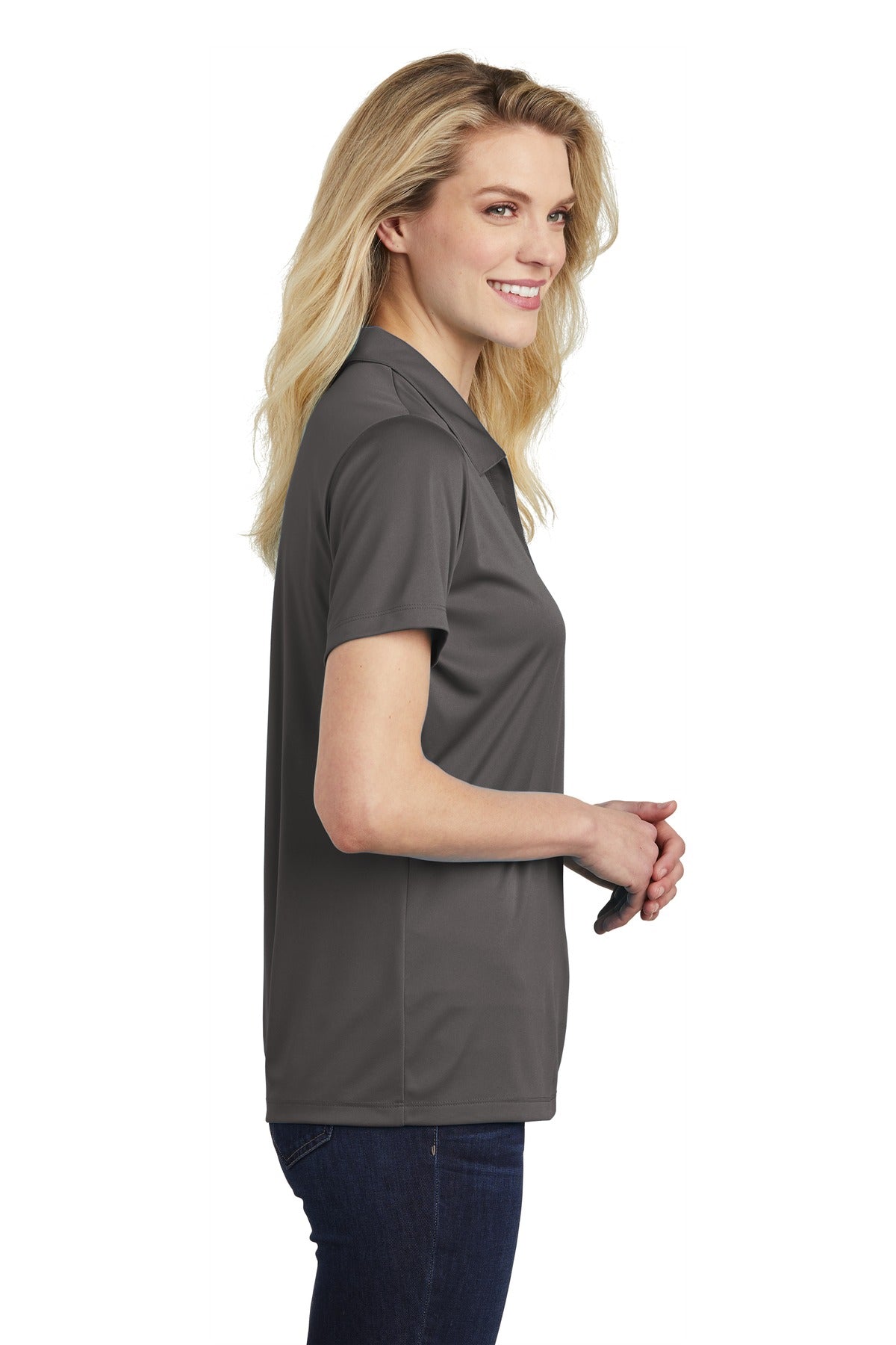 Iron Grey Sport-Tek Women's PosiCharge Competitor Polo. LST550