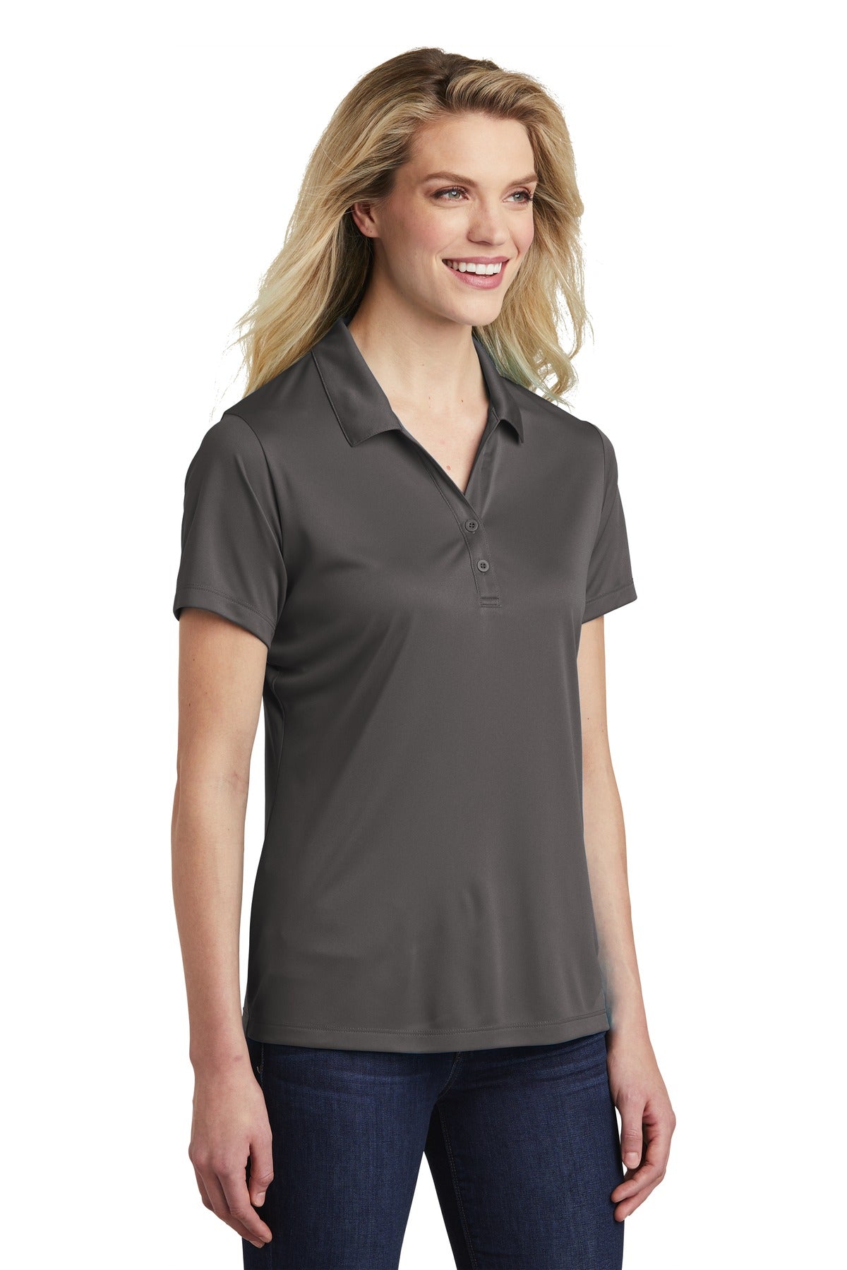 Iron Grey Sport-Tek Women's PosiCharge Competitor Polo. LST550
