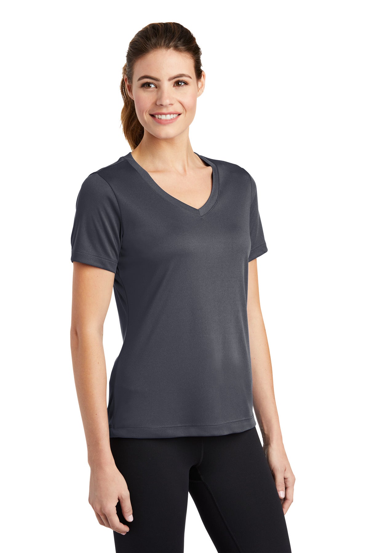 Iron Grey Sport-Tek Women's PosiCharge Competitor V-Neck Tee. LST353