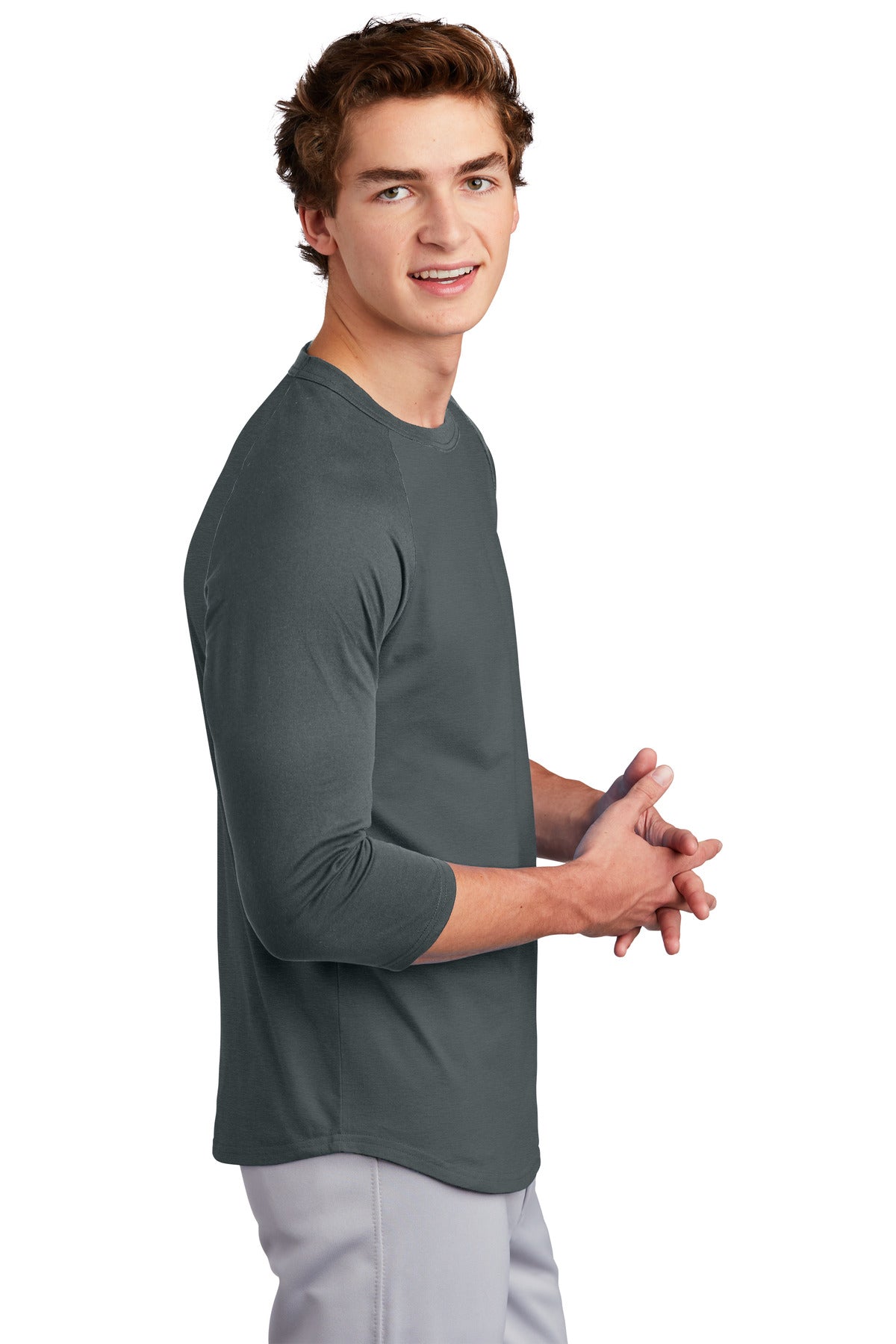 IronGrey Sport-Tek Colorblock Raglan Jersey. T200
