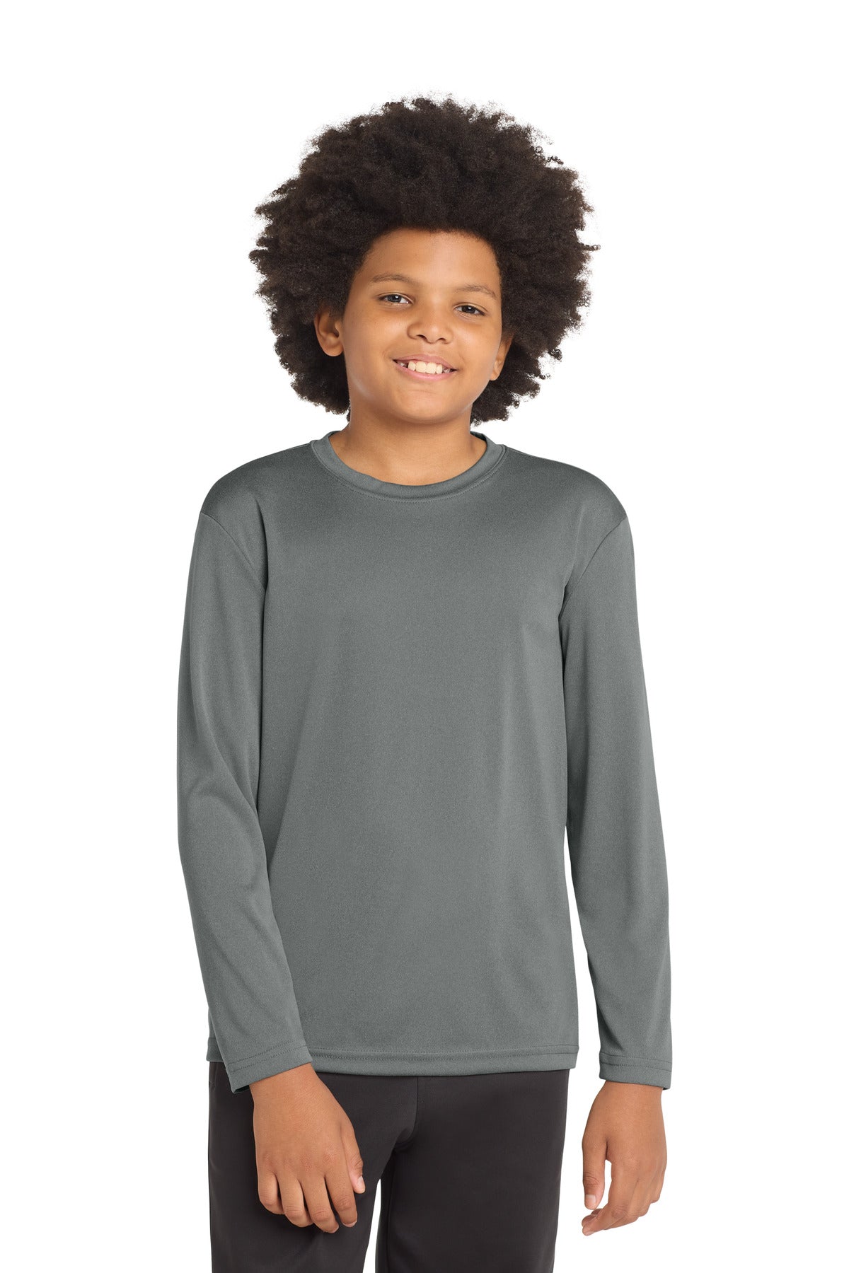 IronGreyHt Sport-Tek Youth Long Sleeve PosiCharge Competitor Tee. YST350LS