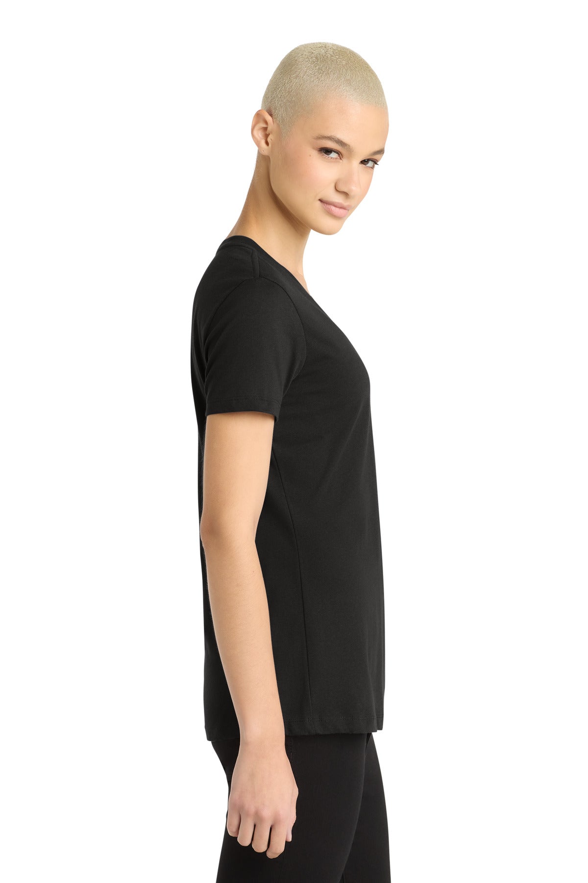 Jet Black District - Women's Perfect Weight V-Neck Tee. DM1170L