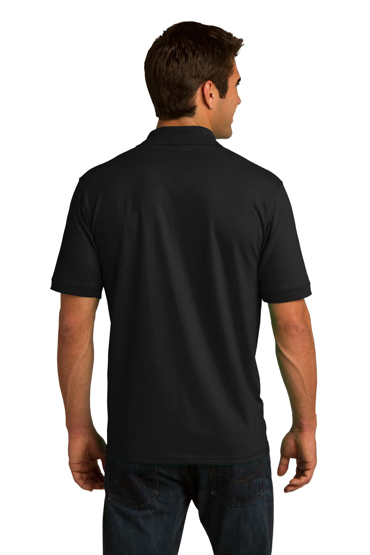Jet Black Port & Co Core Blend Jersey Knit Polo. KP55