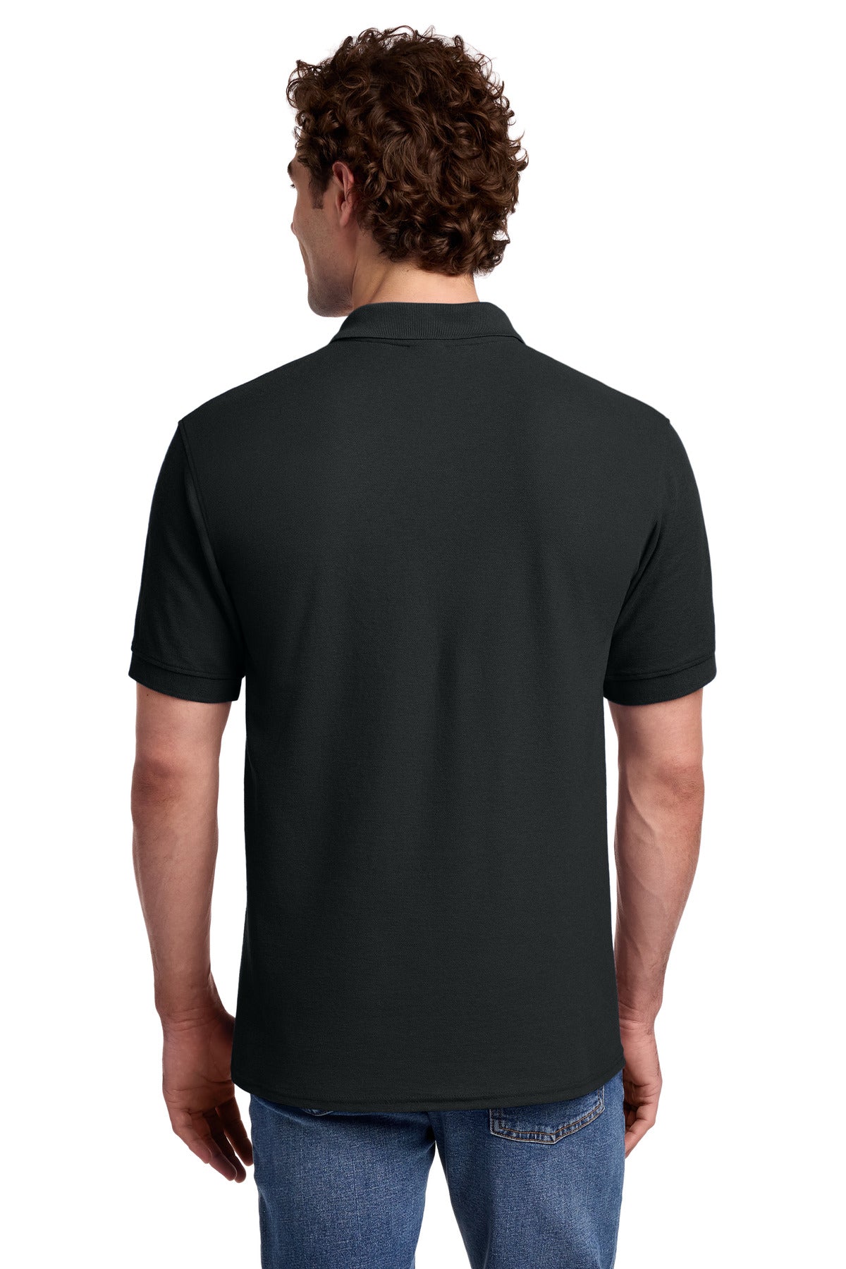 Jet Black Port & Co Core Blend Pique Polo. KP155