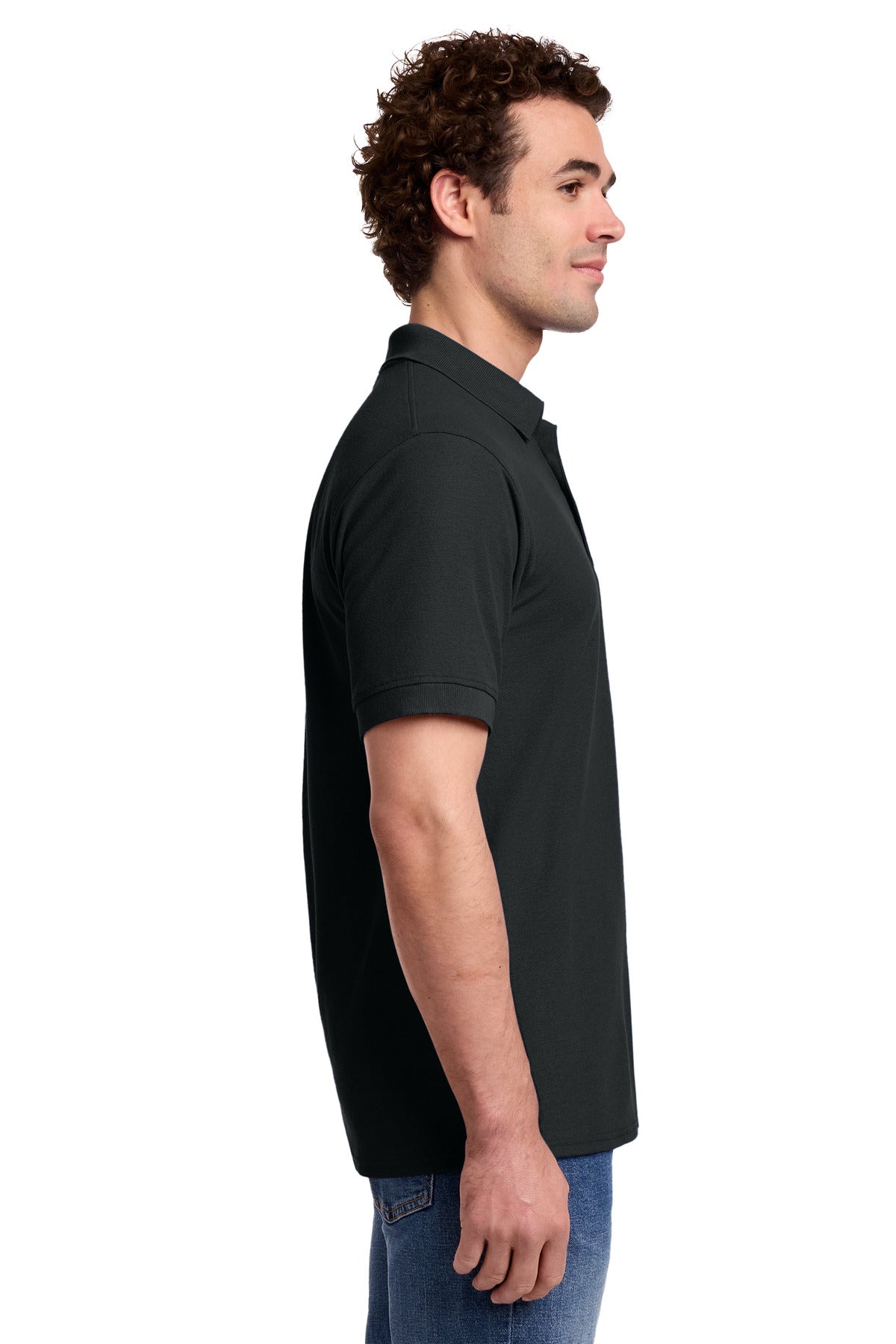 Jet Black Port & Co Core Blend Pique Polo. KP155