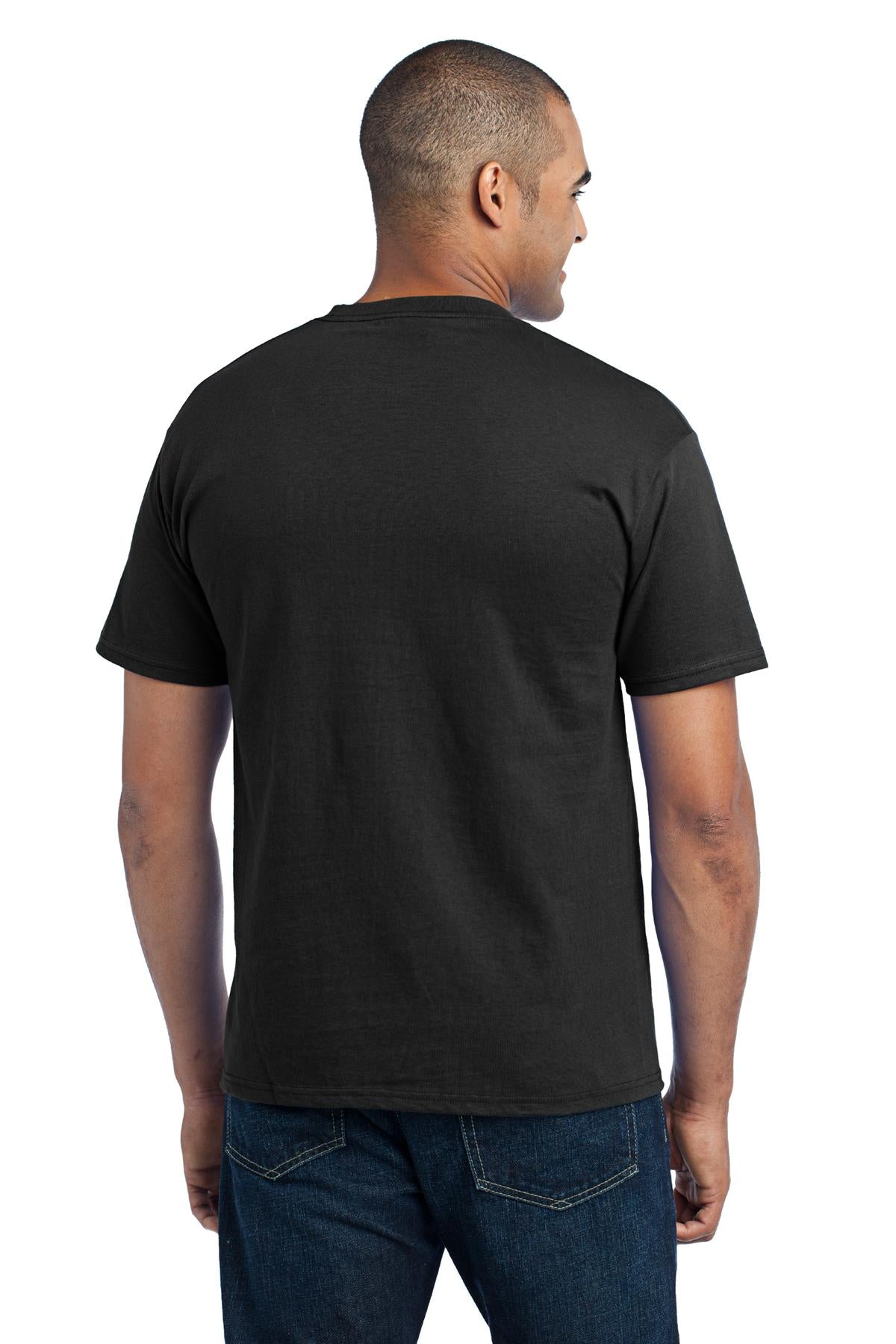 Jet Black Port & Co Core Blend Pocket Tee. PC55P