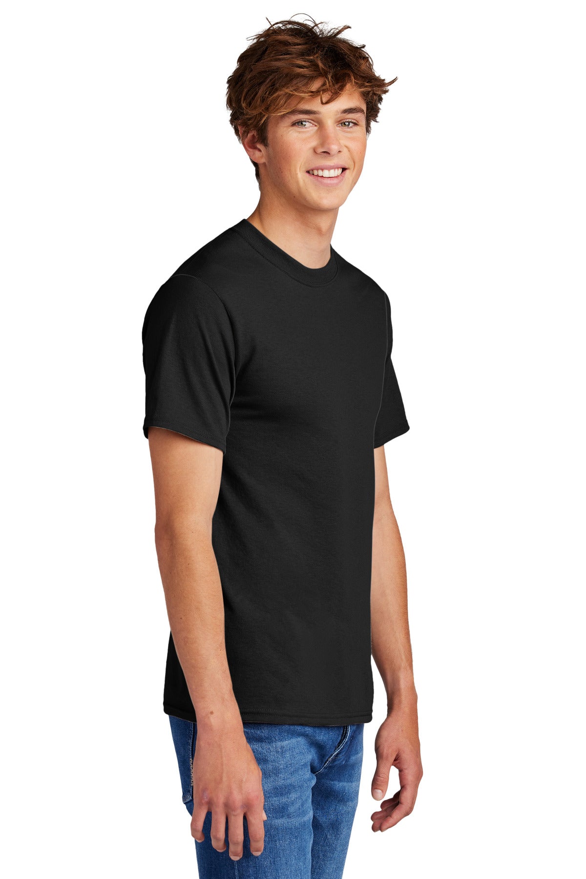 Jet Black Port & Co Core Blend Tee. PC55