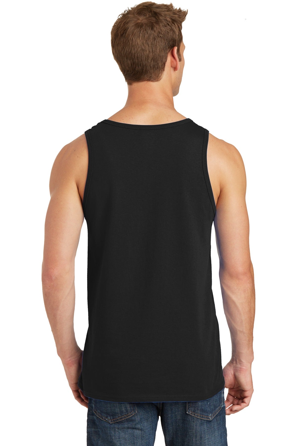 Jet Black Port & Co Core Cotton Tank Top. PC54TT