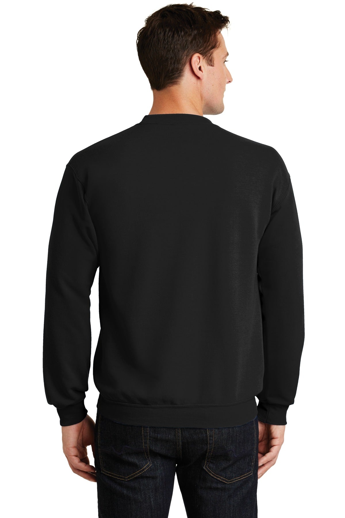 Jet Black Port & Co Core Fleece Crewneck Sweatshirt. PC78
