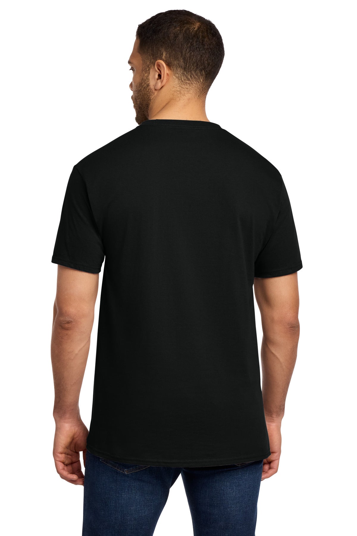 Jet Black Port & Co Essential Pocket Tee. PC61P