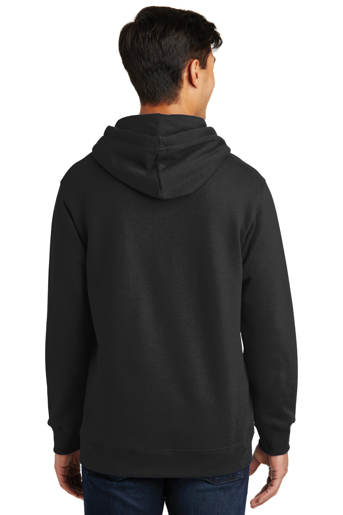 Jet Black Port & Co Fan Favorite Fleece Pullover Hooded Sweatshirt. PC850H