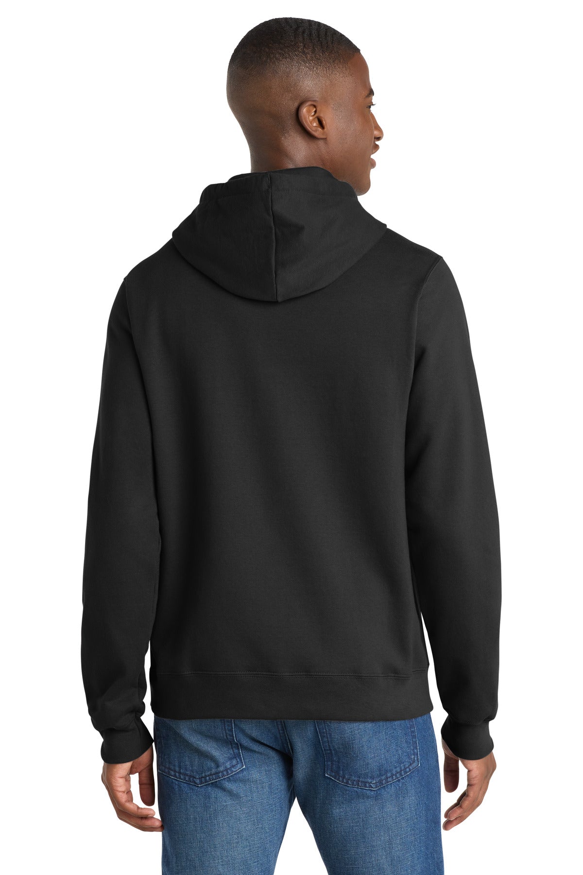 Jet Black Port & Co Fan Favorite Fleece Pullover Hooded Sweatshirt. PC850H