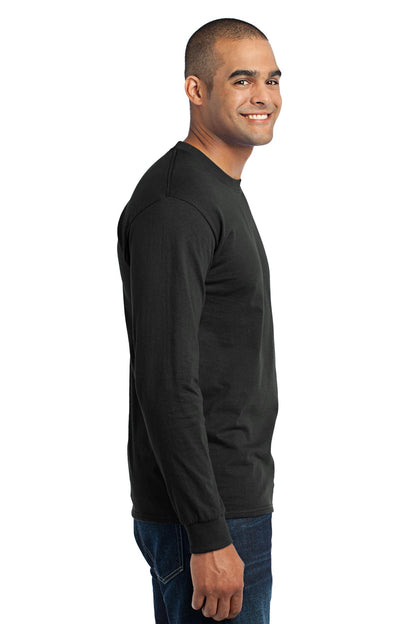 Jet Black Port & Co Long Sleeve Core Blend Tee. PC55LS