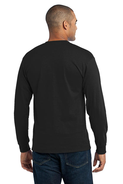 Jet Black Port & Co Long Sleeve Core Blend Tee. PC55LS