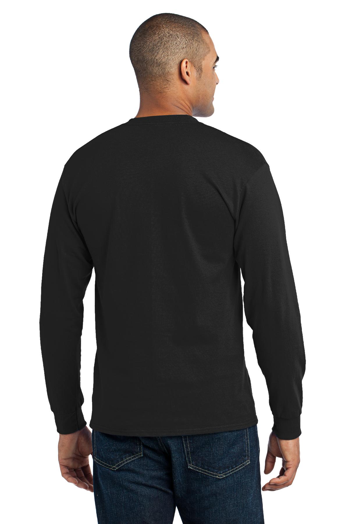 Jet Black Port & Co Long Sleeve Core Blend Tee. PC55LS