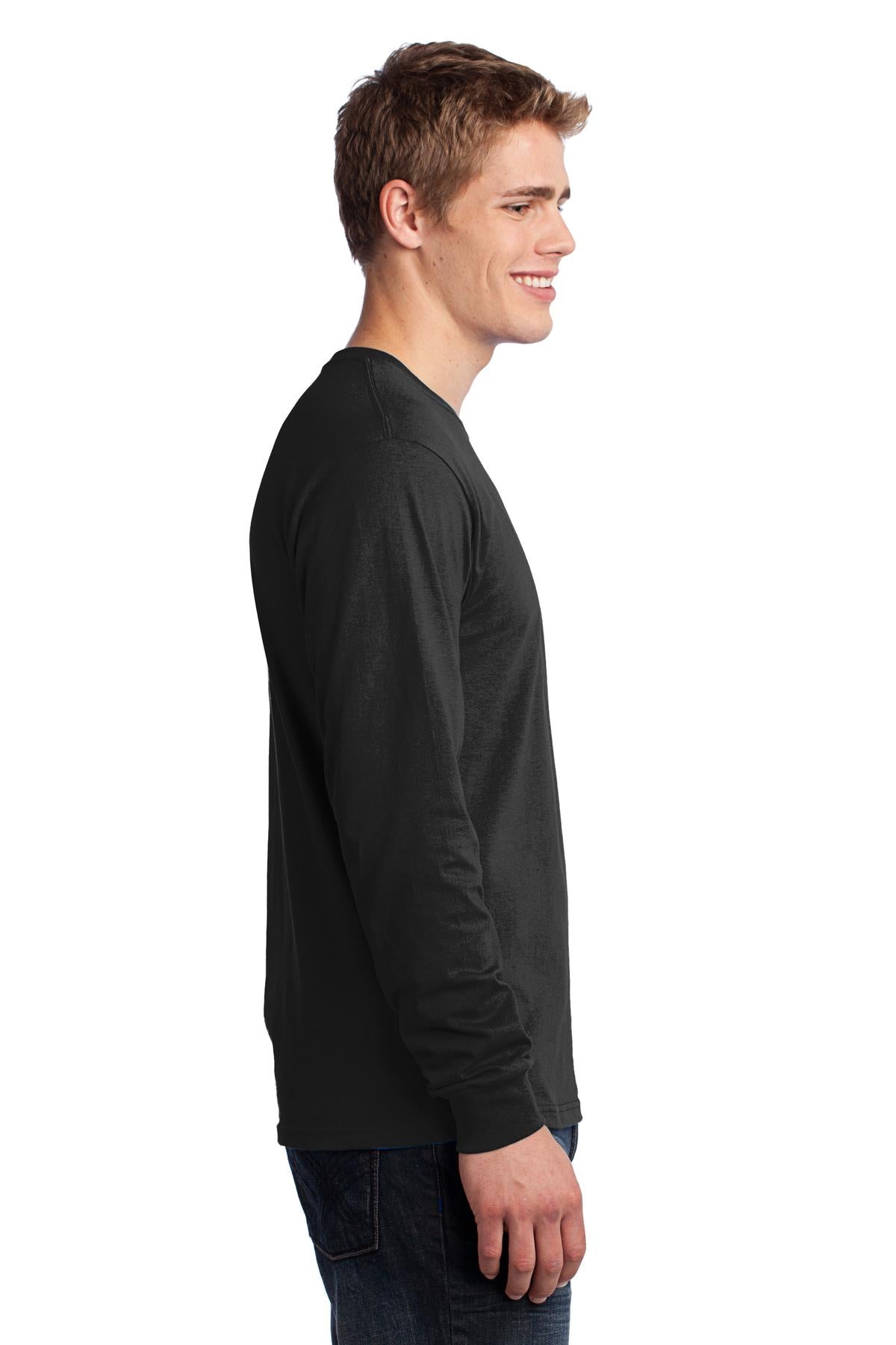 Jet Black Port & Co Long Sleeve Core Cotton Tee. PC54LS