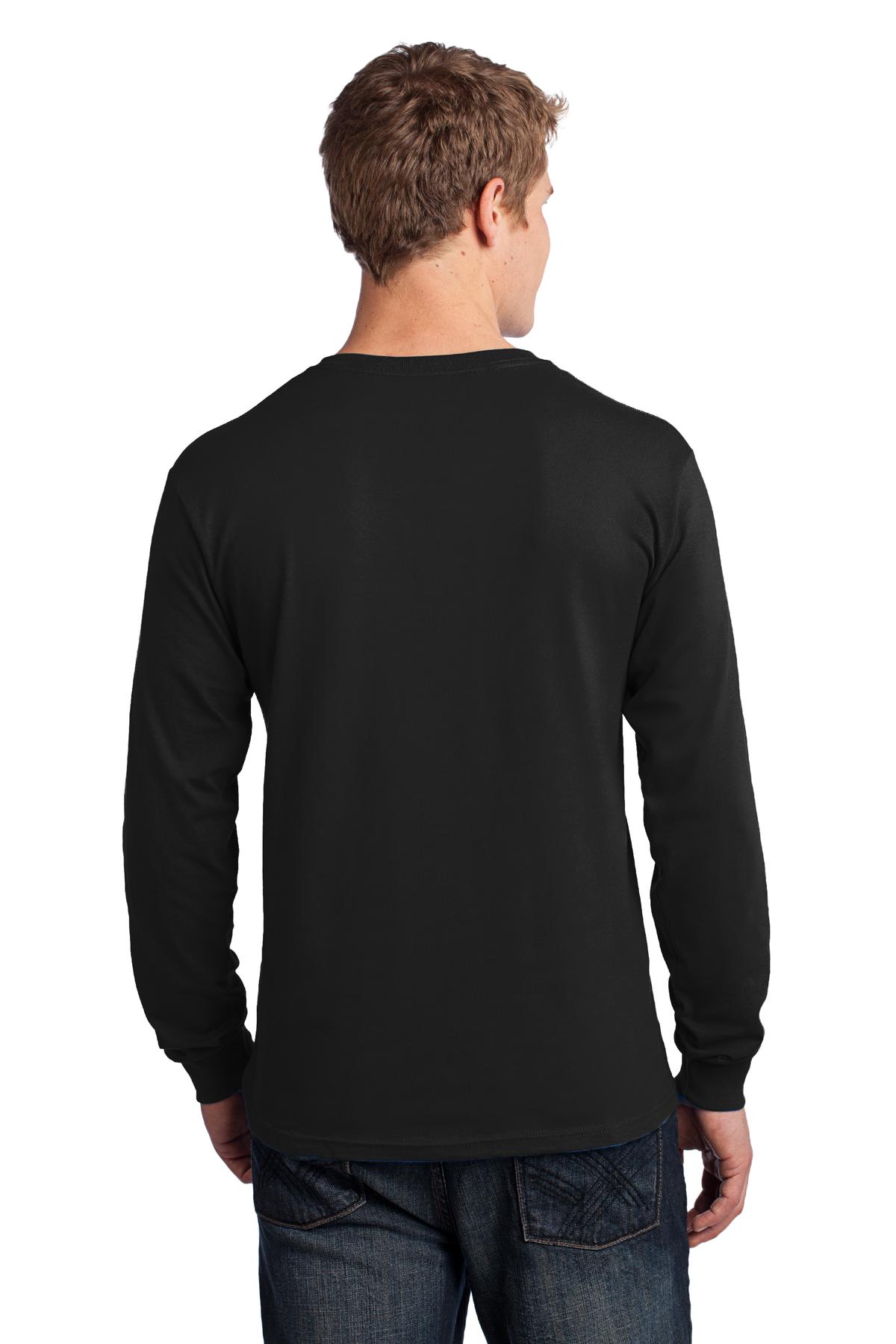Jet Black Port & Co Long Sleeve Core Cotton Tee. PC54LS