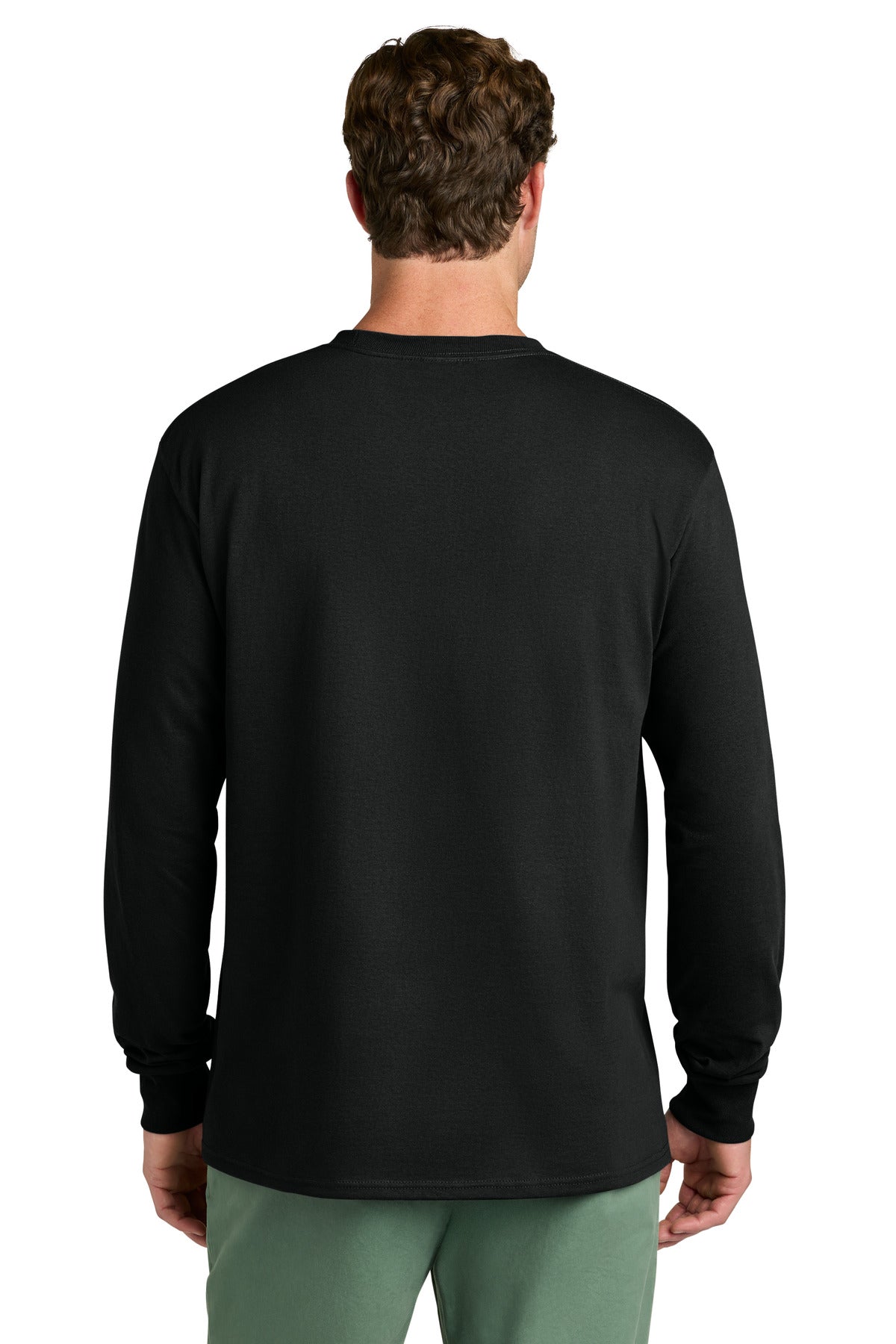 Jet Black Port & Co Long Sleeve Core Cotton Tee. PC54LS