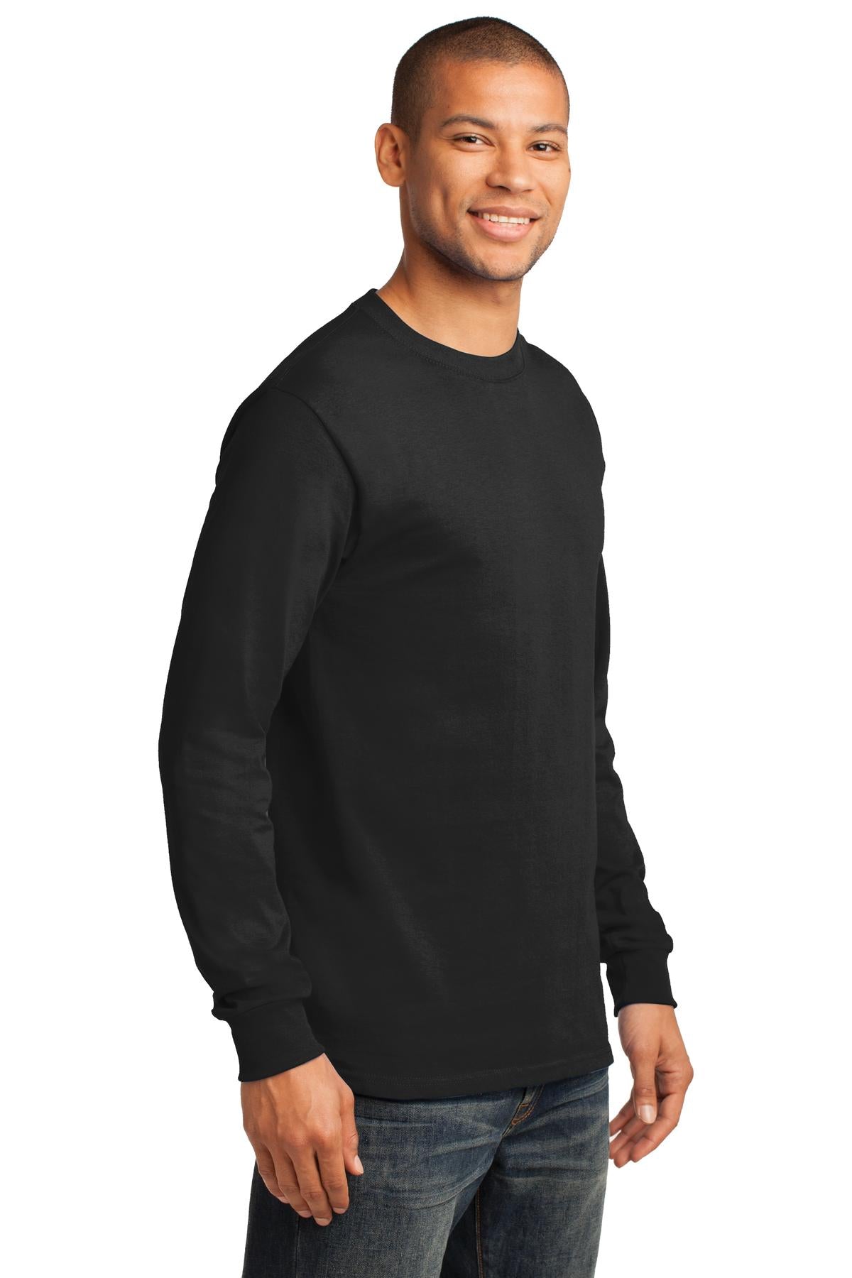 Jet Black Port & Co Long Sleeve Essential Tee. PC61LS