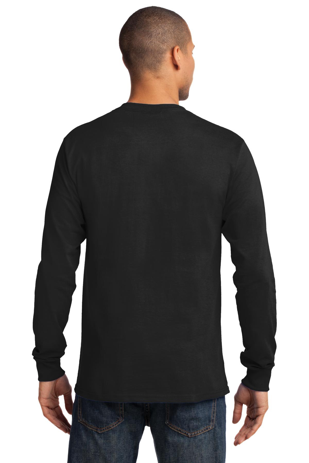 Jet Black Port & Co Long Sleeve Essential Tee. PC61LS
