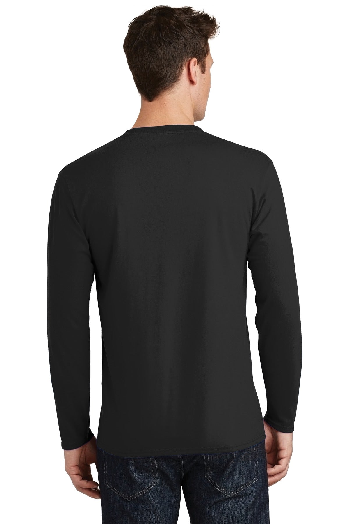 Jet Black Port & Co Long Sleeve Fan Favorite Tee. PC450LS