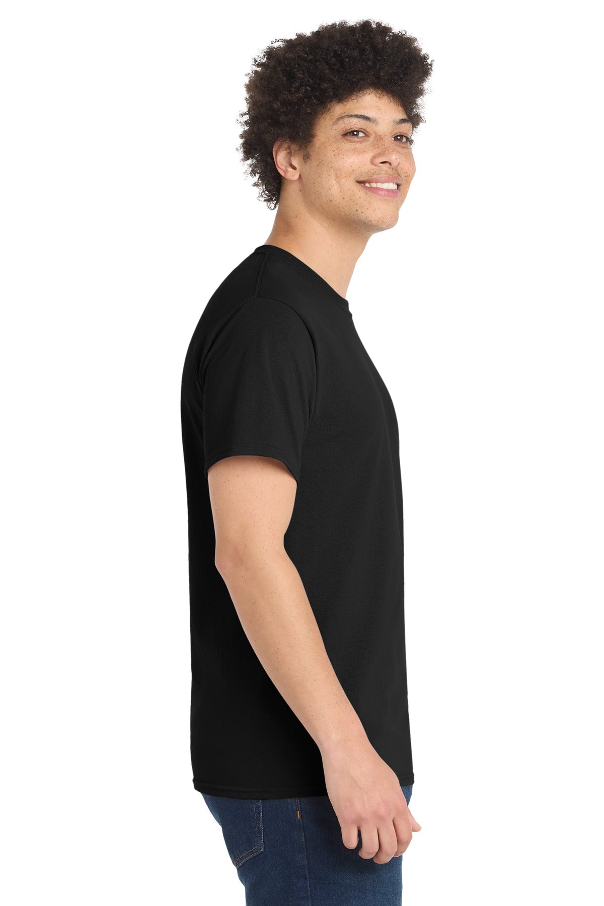 Jet Black Port & Co Tall Core Blend Tee. PC55T
