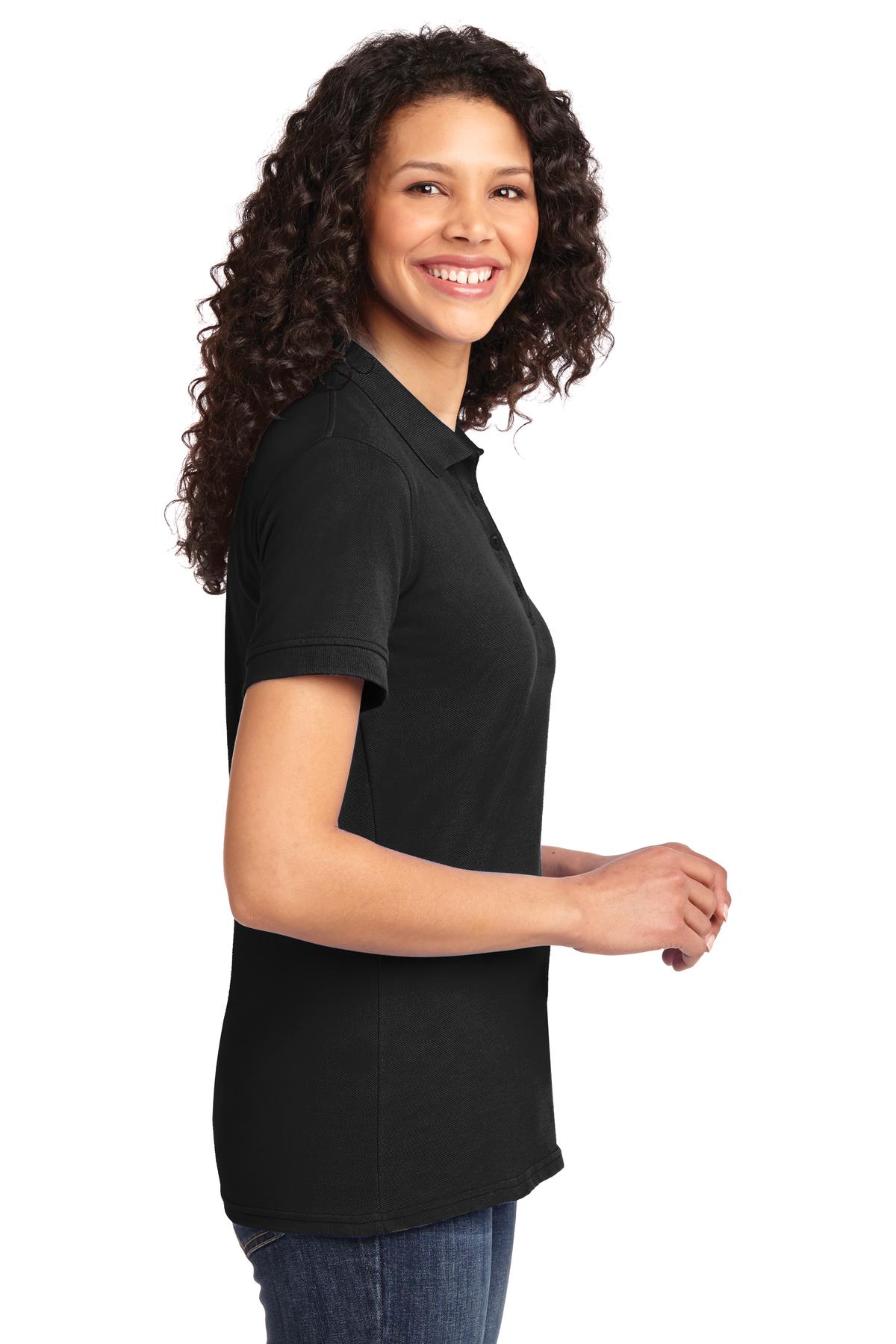 Jet Black Port & Co Women's Core Blend Pique Polo. LKP155