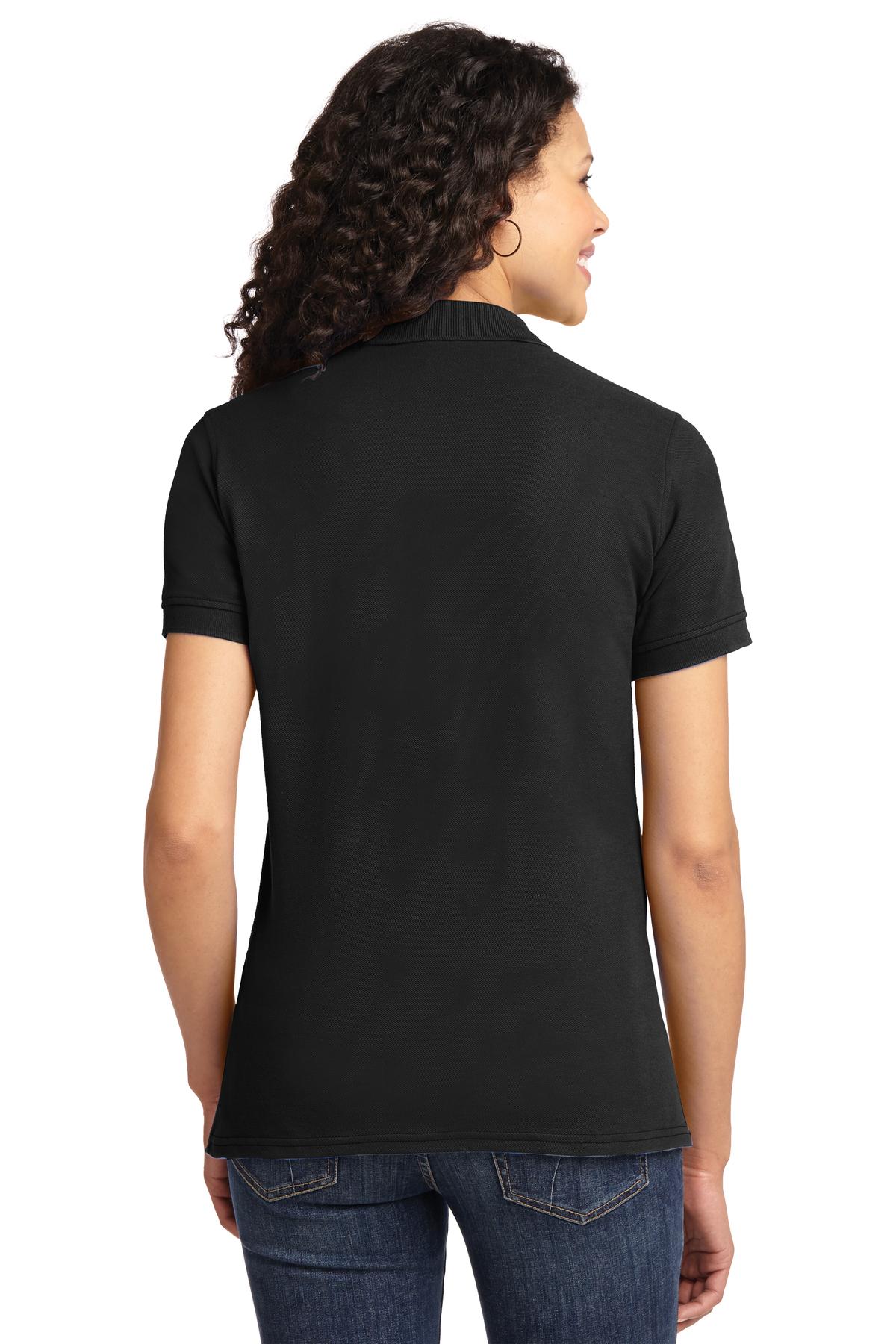 Jet Black Port & Co Women's Core Blend Pique Polo. LKP155