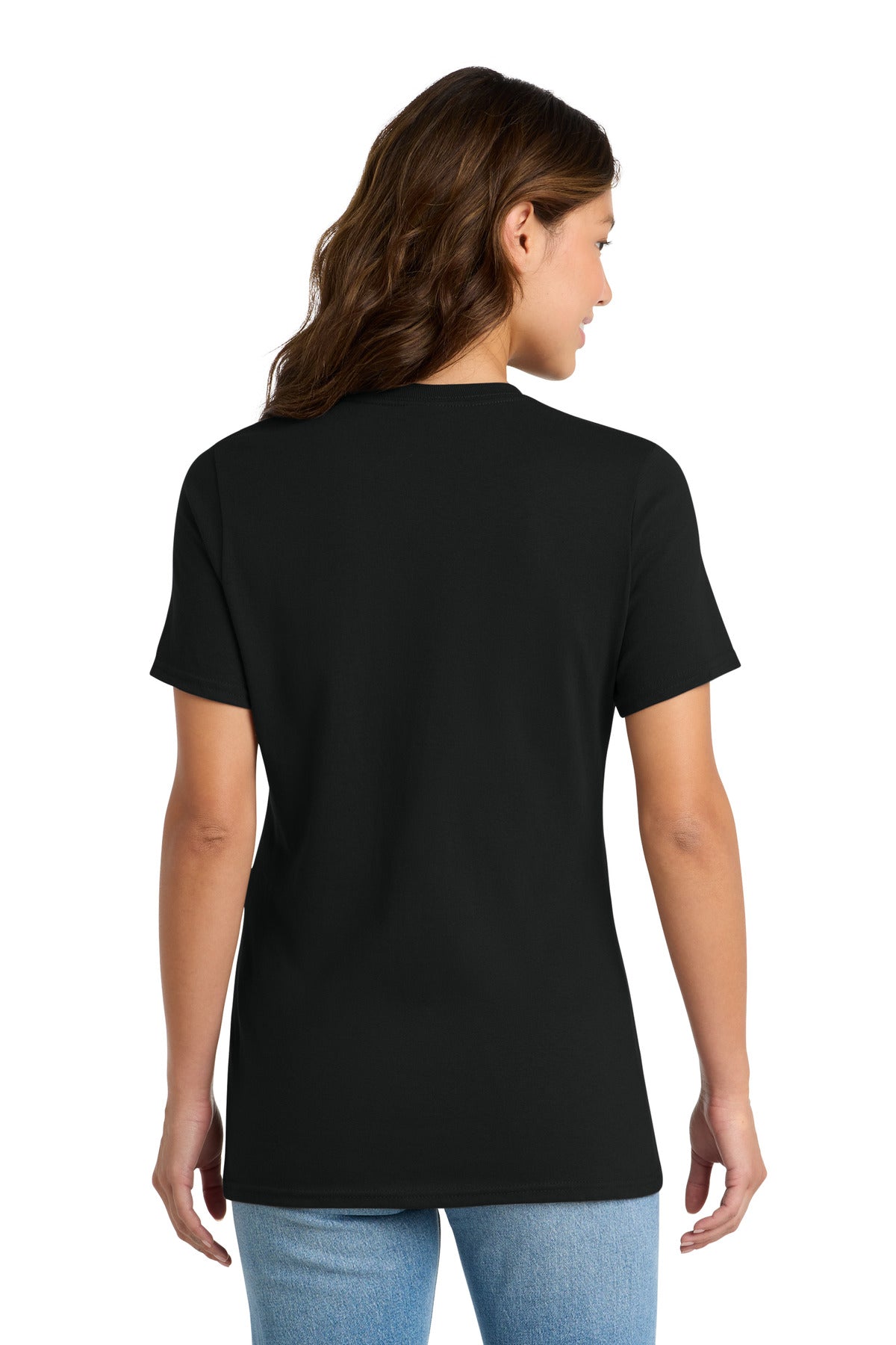 Jet Black Port & Co Women's Core Cotton Tee. LPC54