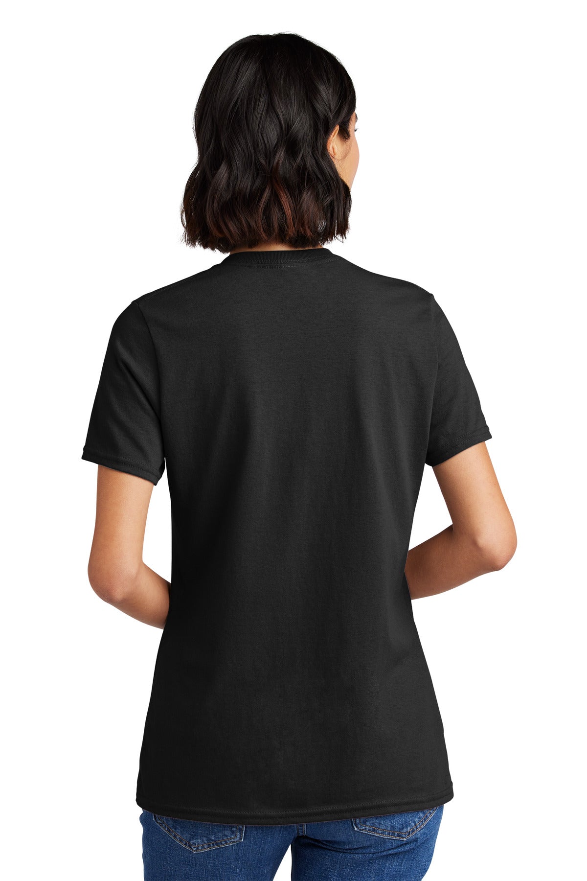 Jet Black Port & Co Women's Core Cotton V-Neck Tee. LPC54V
