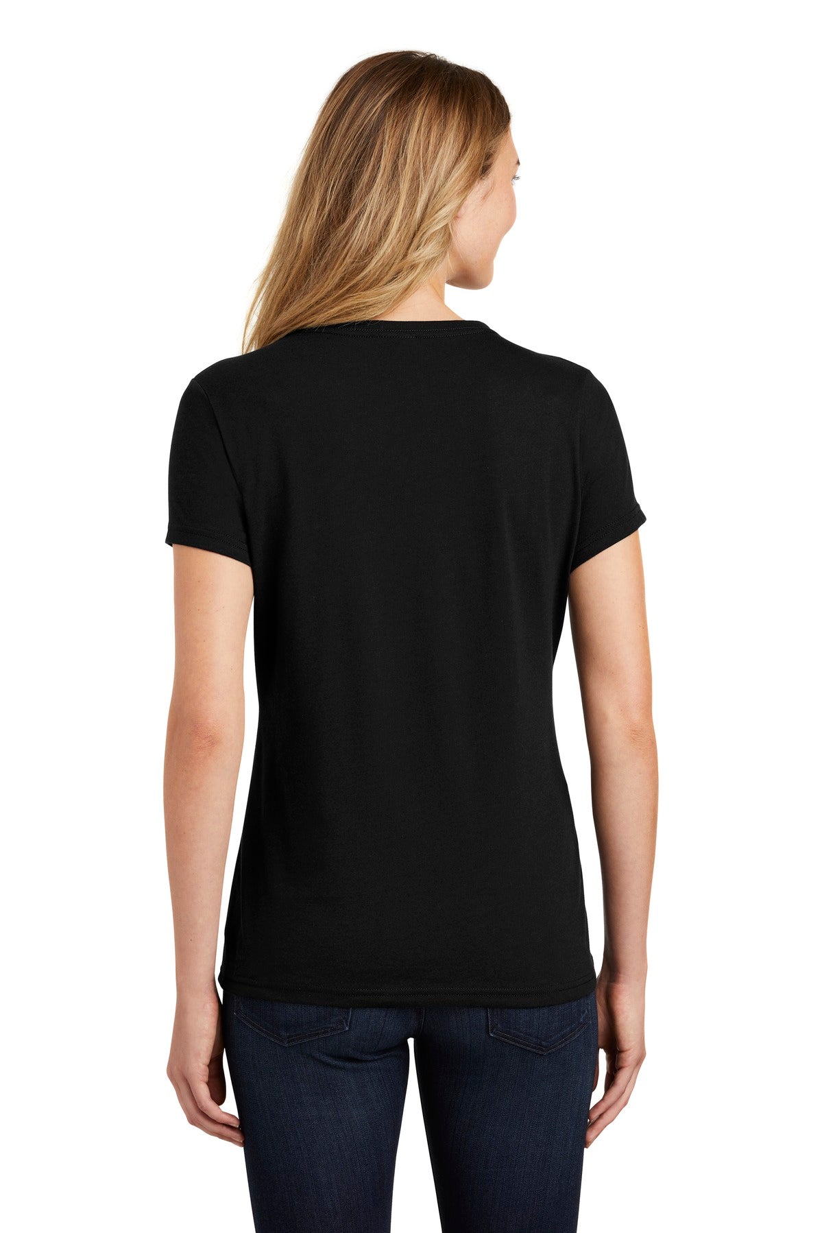 Jet Black Port & Co Women's Fan Favorite Blend V-Neck Tee. LPC455V