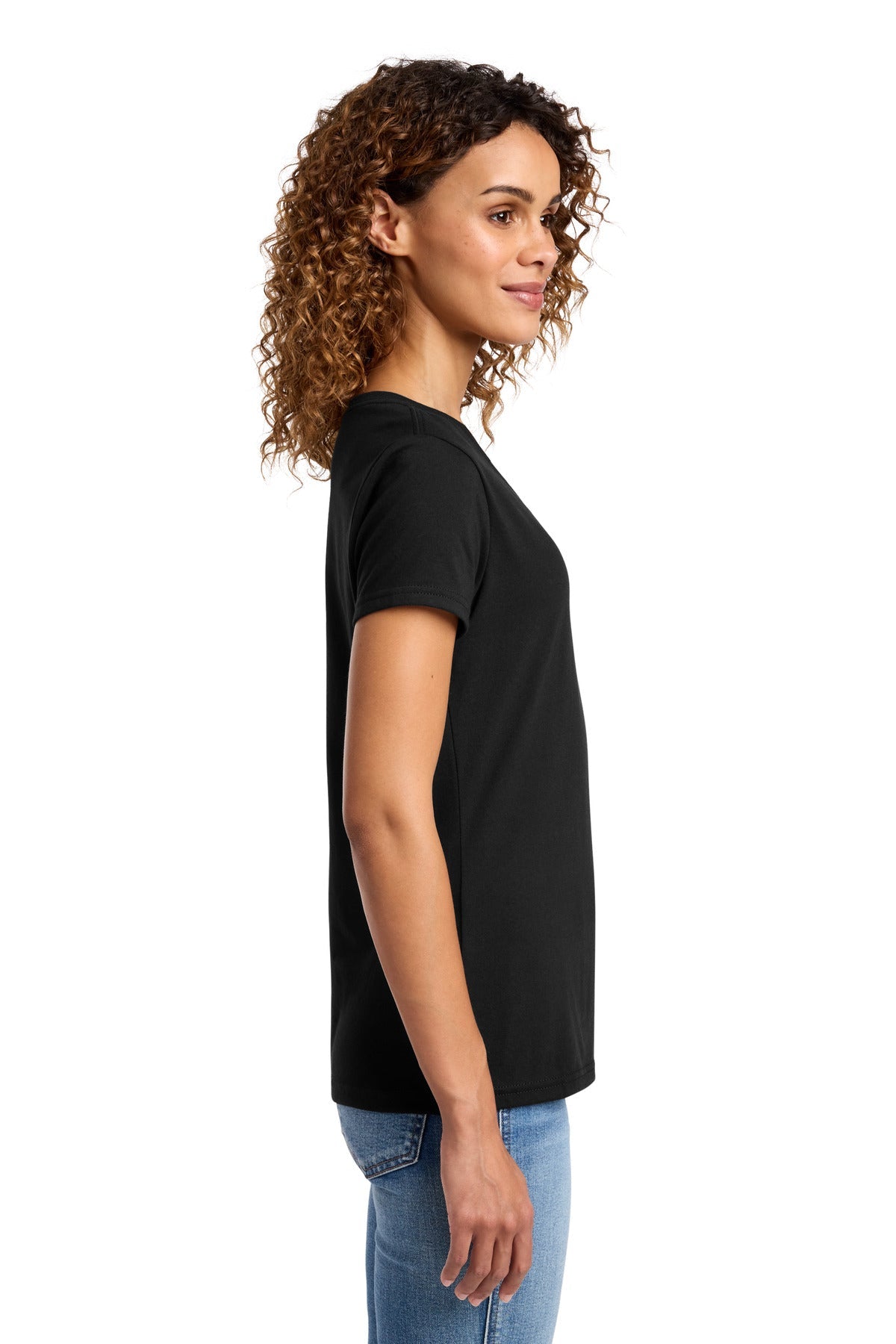 Jet Black Port & Co Women's Fan Favorite Blend V-Neck Tee. LPC455V