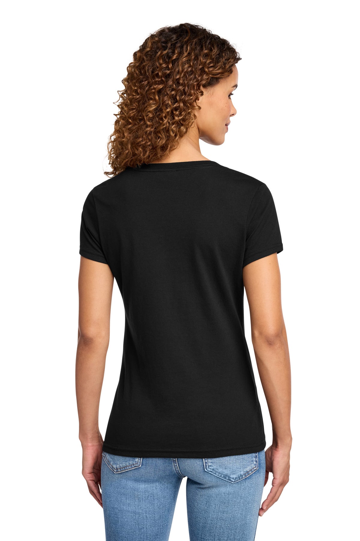 Jet Black Port & Co Women's Fan Favorite Blend V-Neck Tee. LPC455V