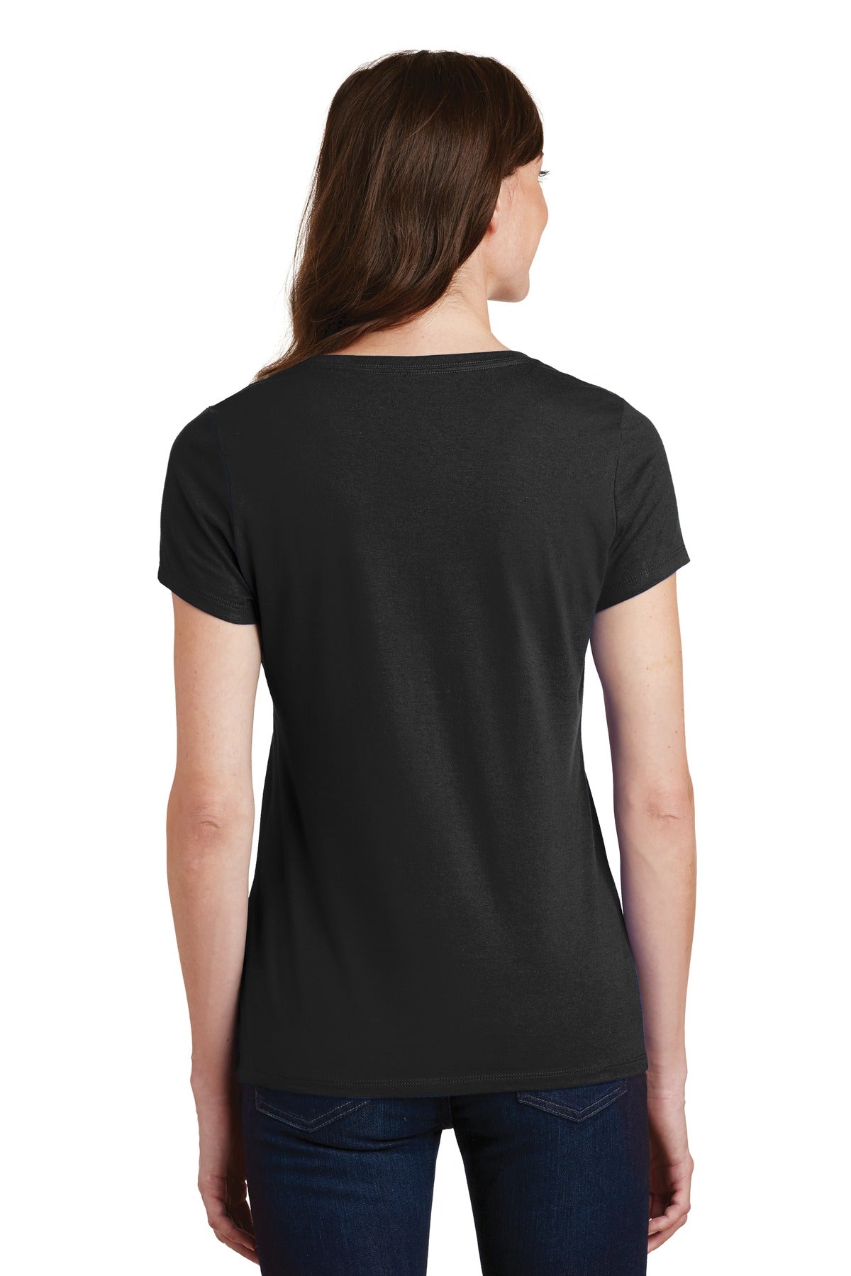 Jet Black Port & Co Women's Fan Favorite V-Neck Tee. LPC450V