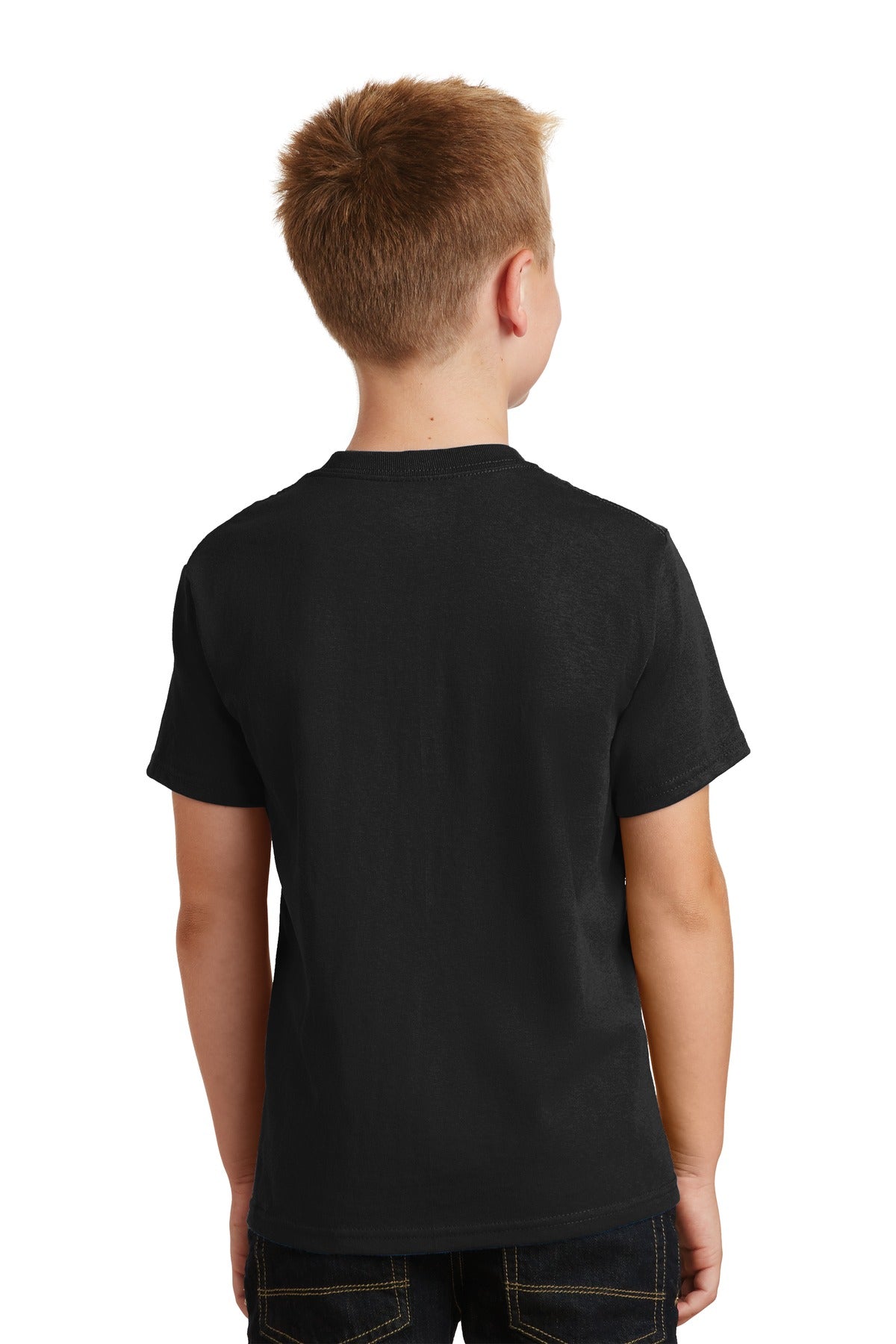 Jet Black Port & Co Youth Core Cotton Tee. PC54Y