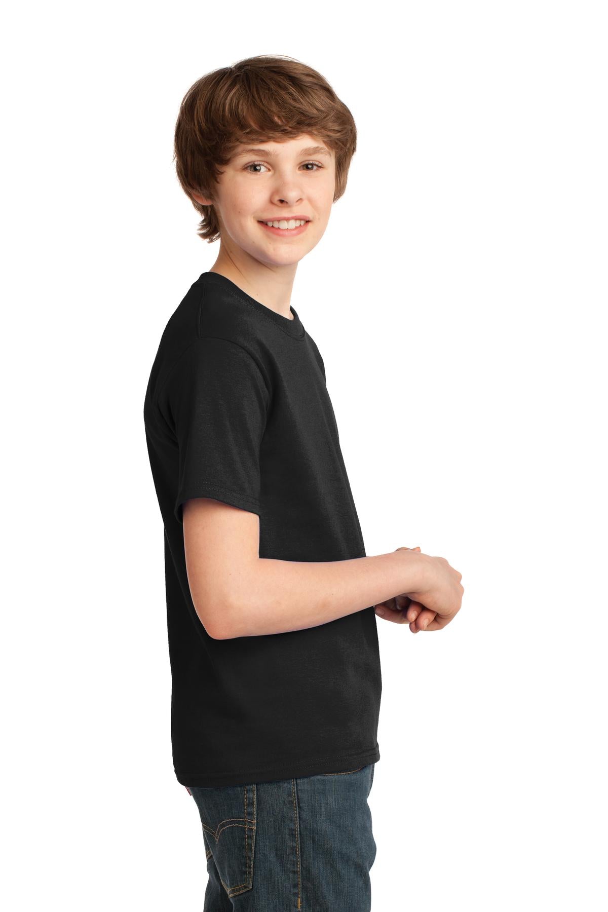 Jet Black Port & Co Youth Essential Tee. PC61Y