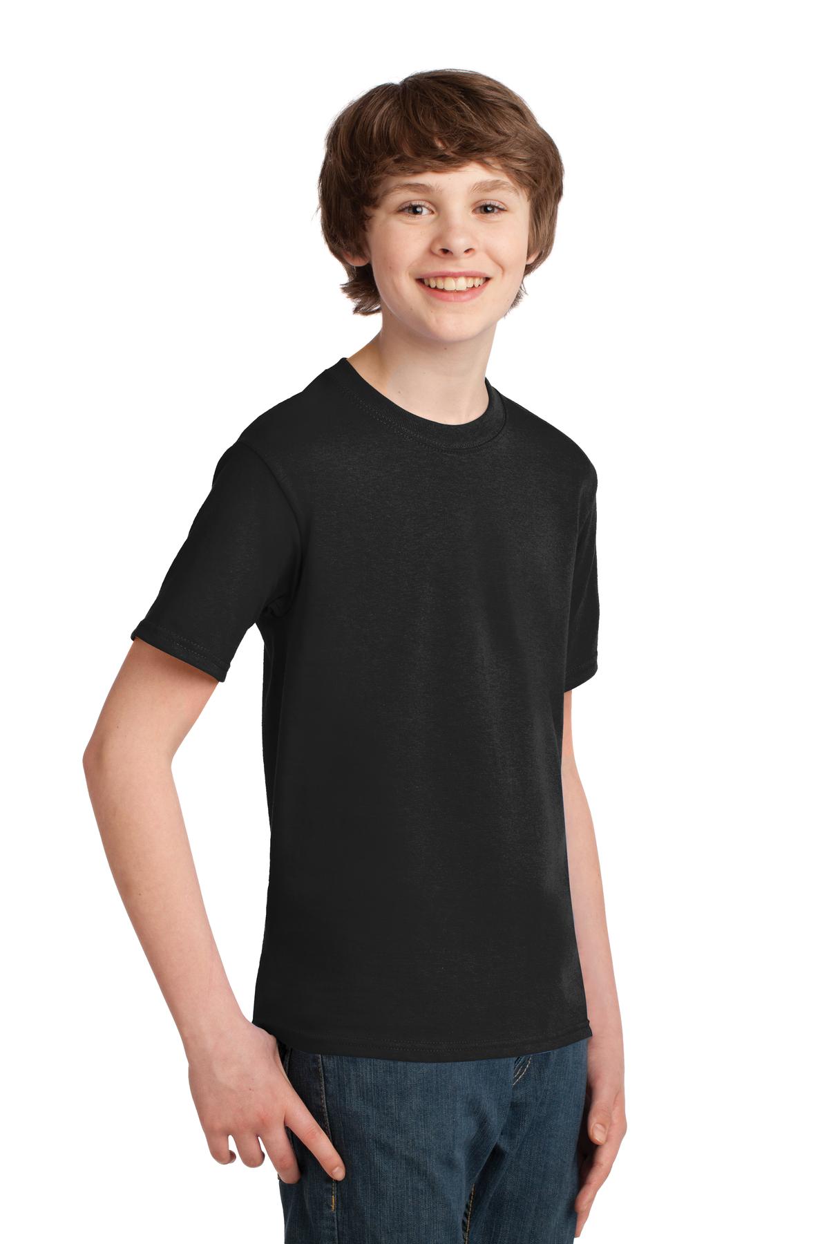 Jet Black Port & Co Youth Essential Tee. PC61Y