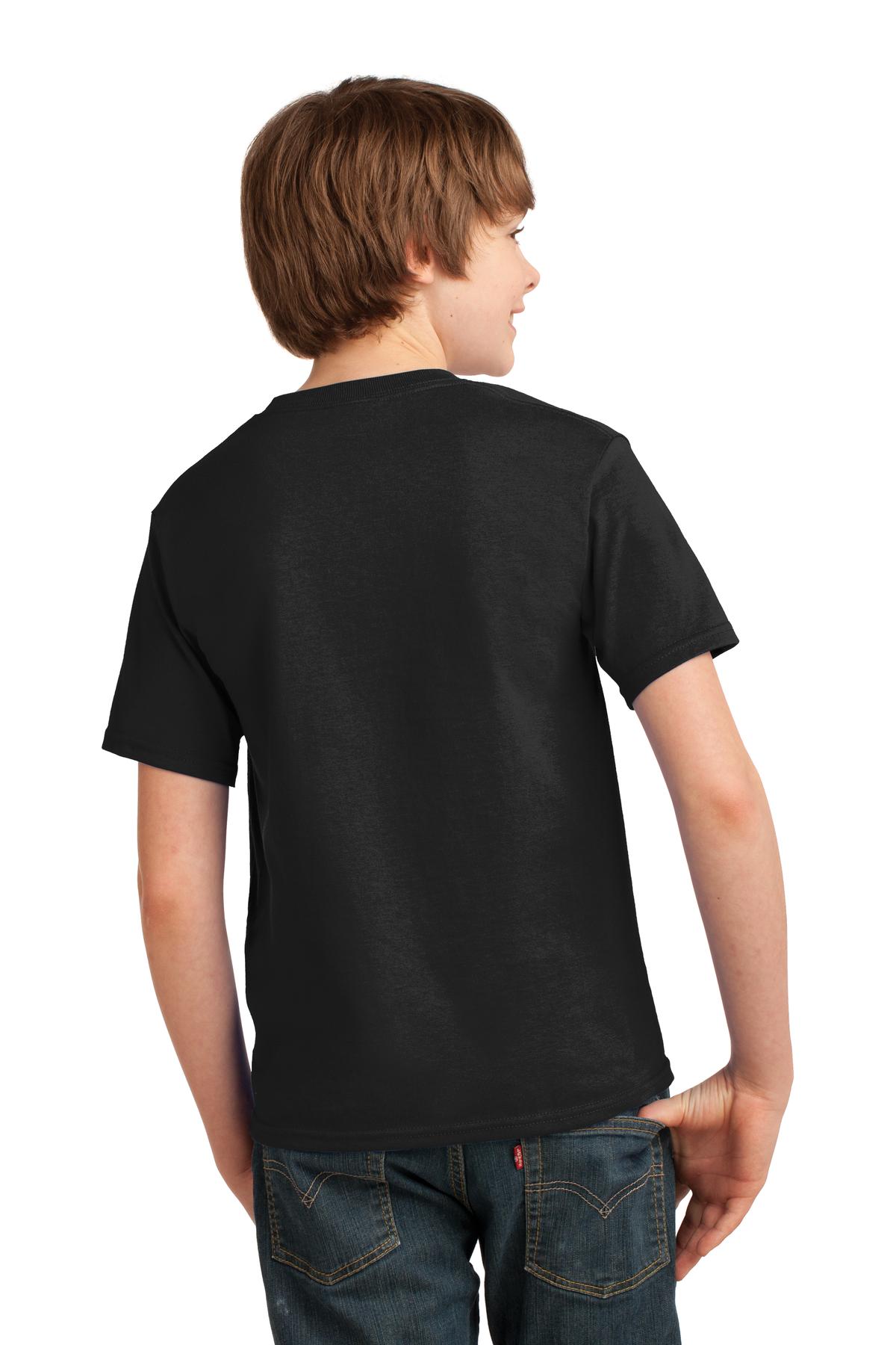 Jet Black Port & Co Youth Essential Tee. PC61Y
