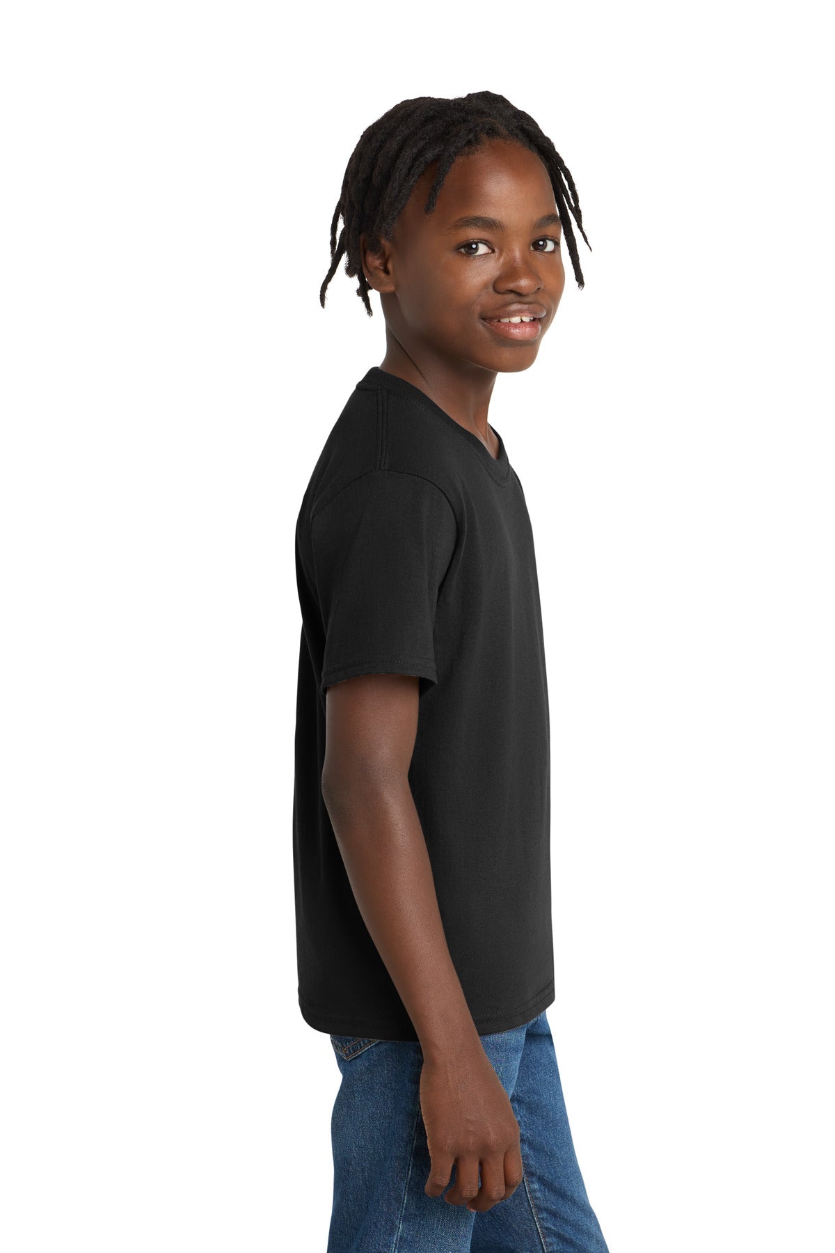 Jet Black Port & Co Youth Essential Tee. PC61Y