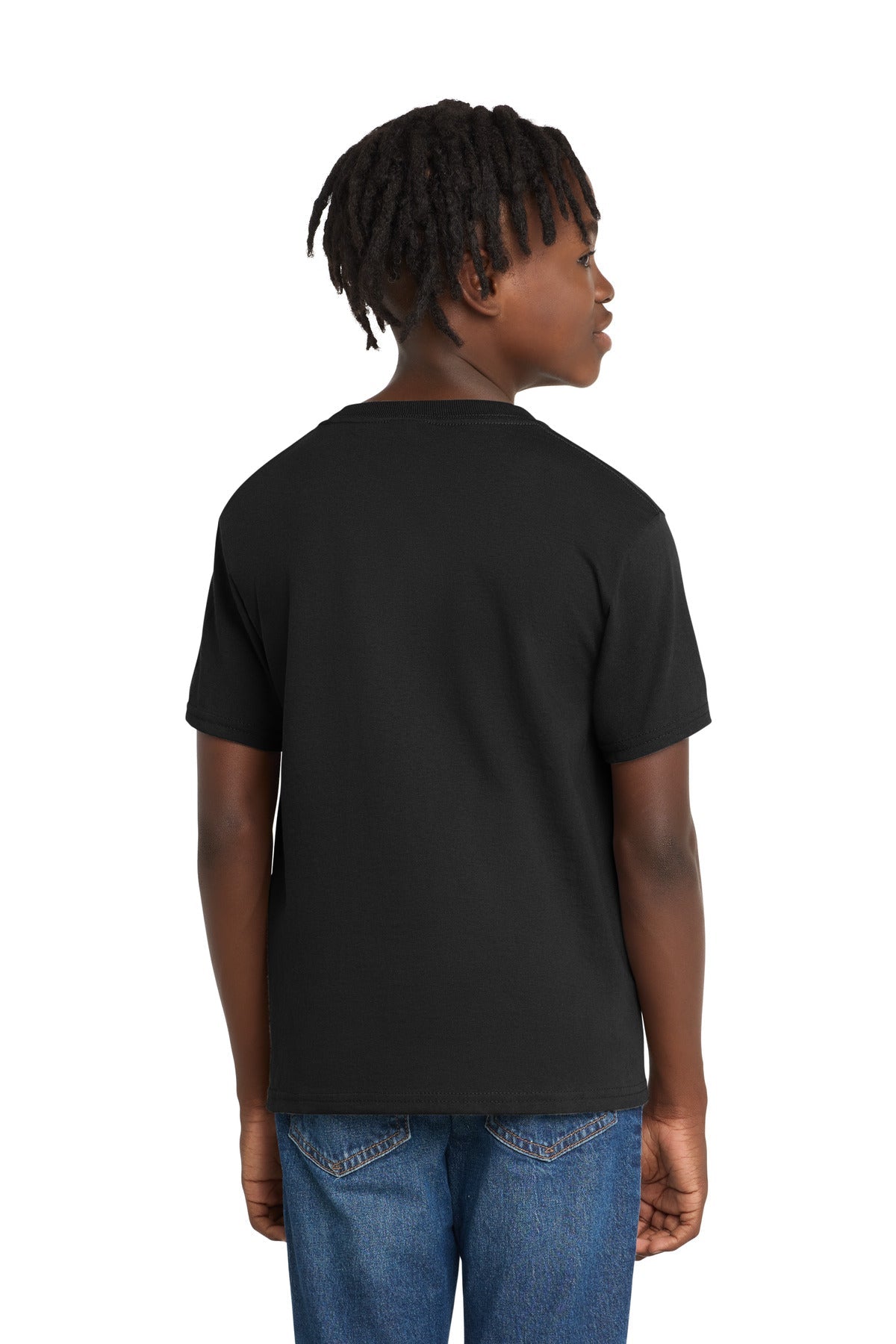 Jet Black Port & Co Youth Essential Tee. PC61Y