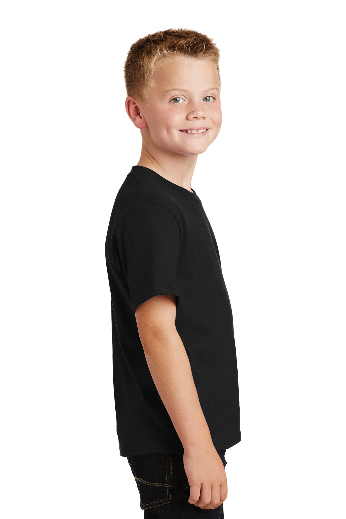Jet Black Port & Co Youth Fan Favorite Tee. PC450Y