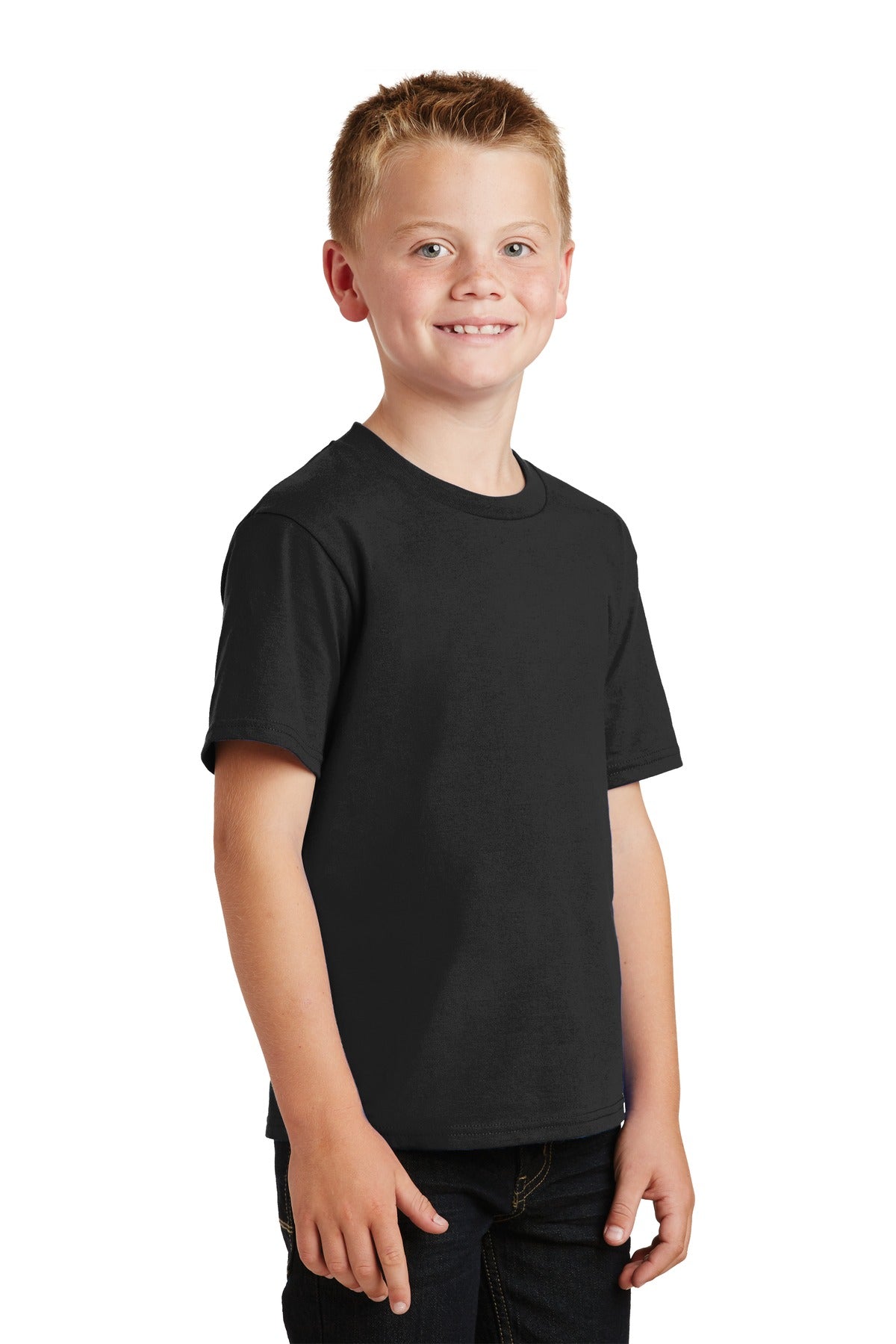 Jet Black Port & Co Youth Fan Favorite Tee. PC450Y