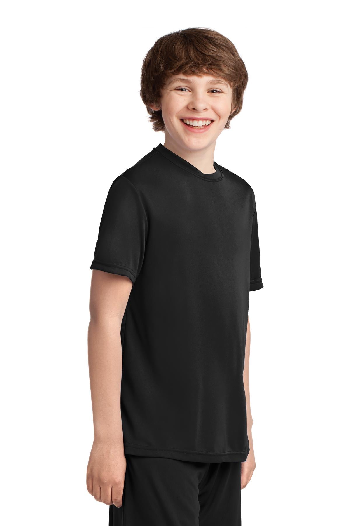 Jet Black Port & Co Youth Performance Tee. PC380Y