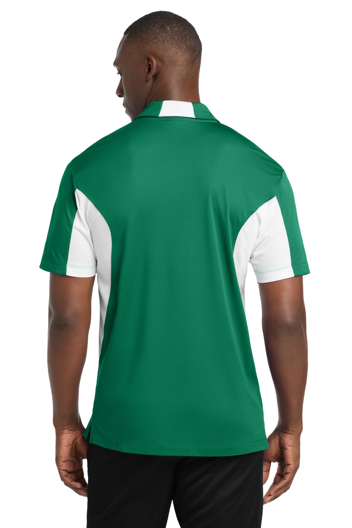 Kelly Gr/White Sport-Tek Side Blocked Micropique Sport-Wick Polo. ST655